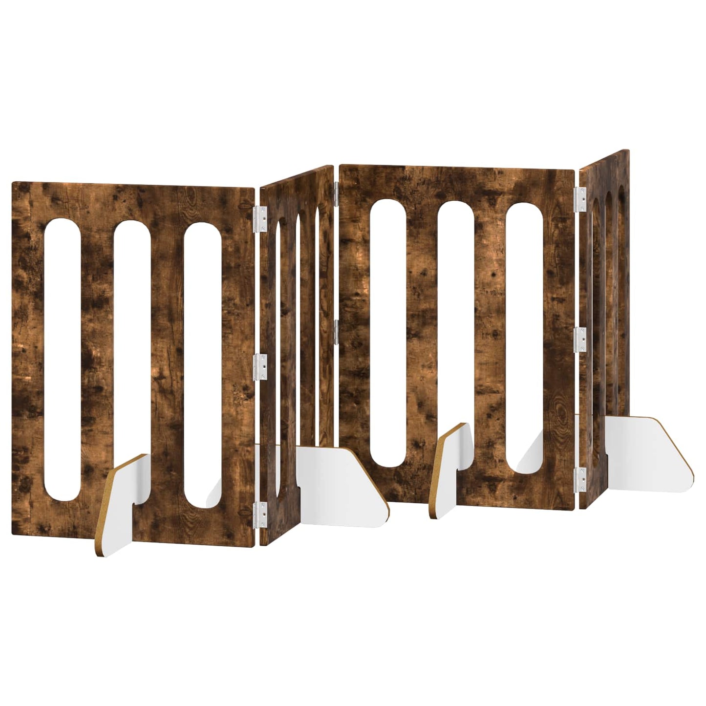 Opvouwbaar huisdierhek 4 pcs Gerookte Eik 201 x 38 x 70 cm is nu te koop bij PeponiXL, paradijselijk wonen!