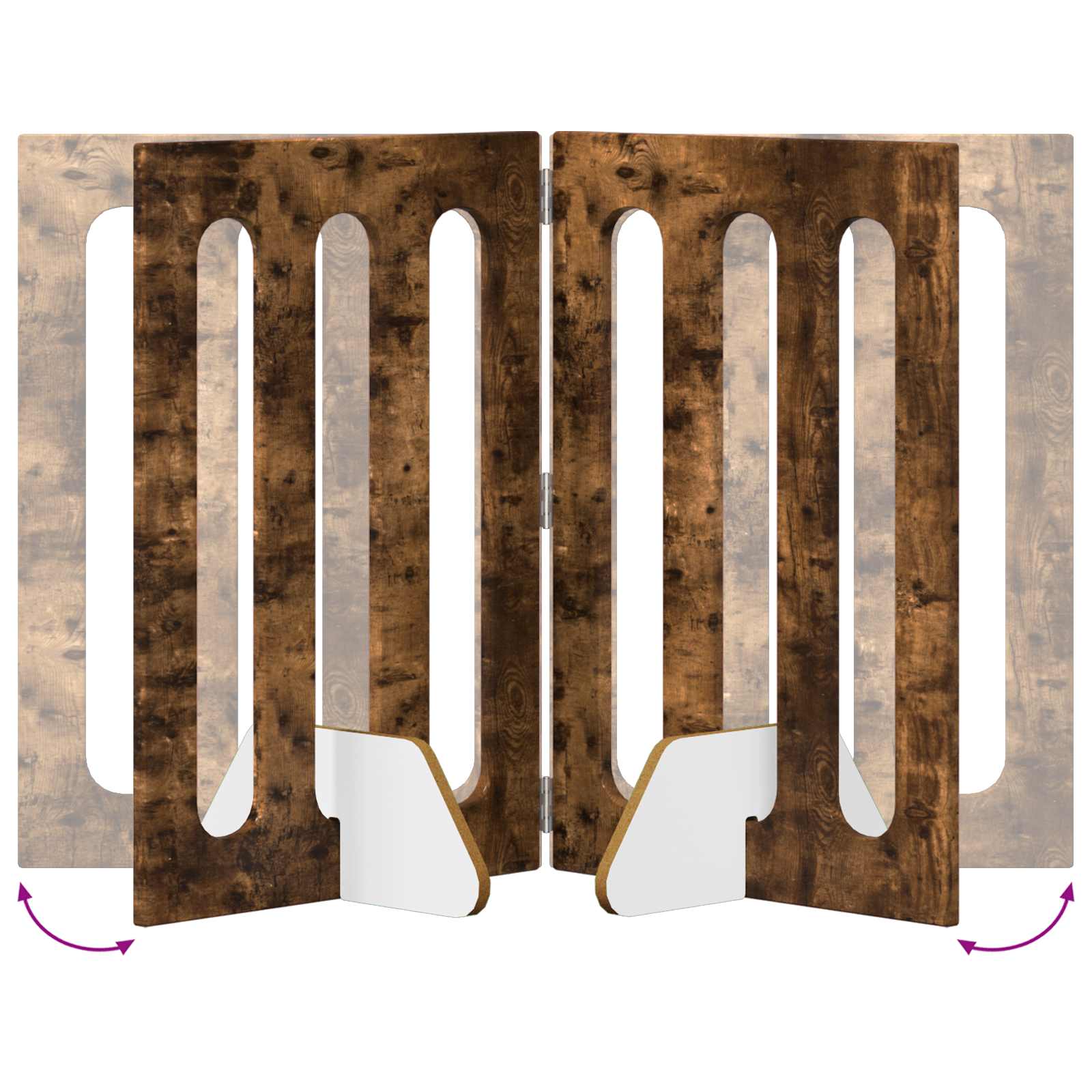 Opvouwbaar huisdierhek 4 pcs Gerookte Eik 201 x 38 x 70 cm is nu te koop bij PeponiXL, paradijselijk wonen!