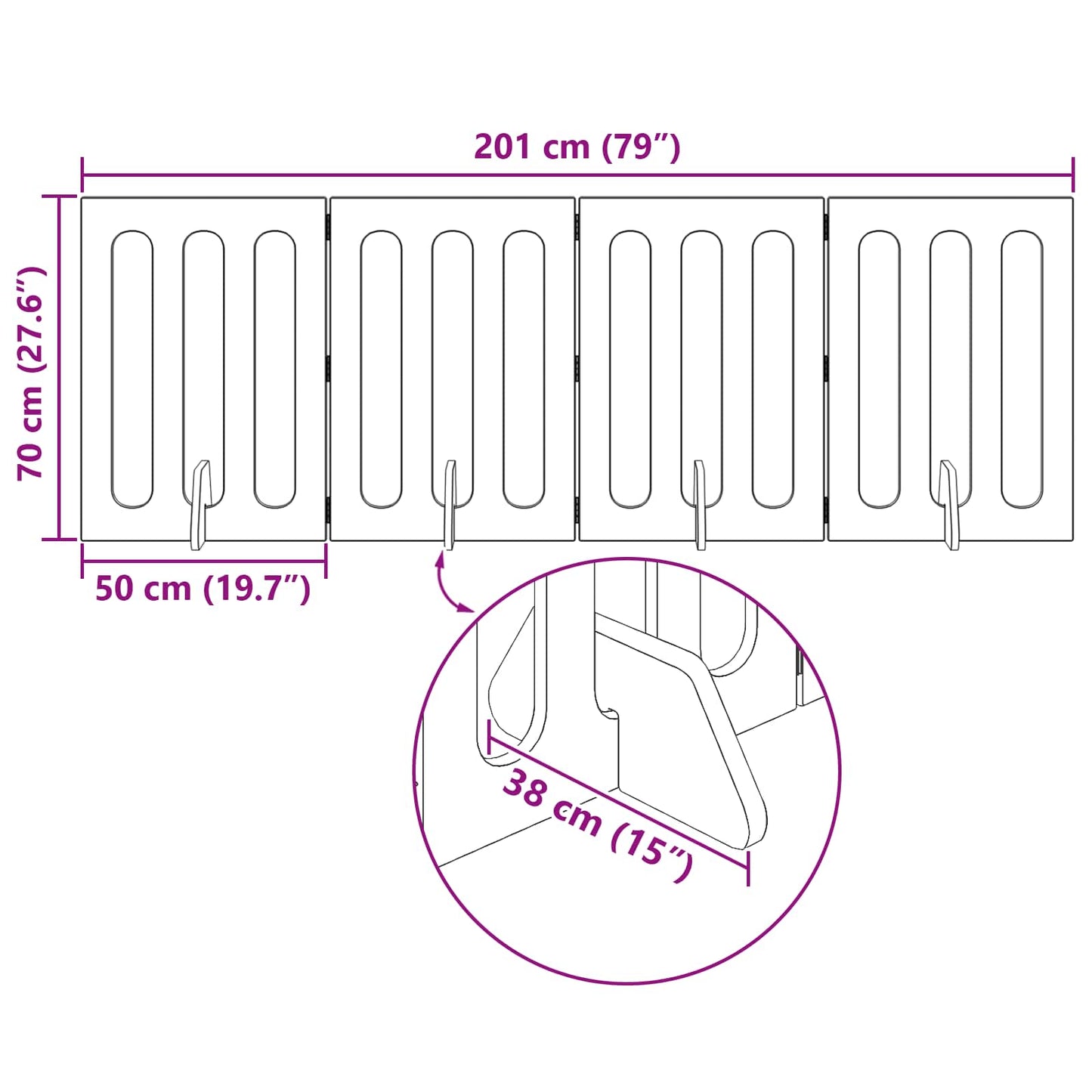 Opvouwbaar huisdierhek 4 pcs Gerookte Eik 201 x 38 x 70 cm is nu te koop bij PeponiXL, paradijselijk wonen!
