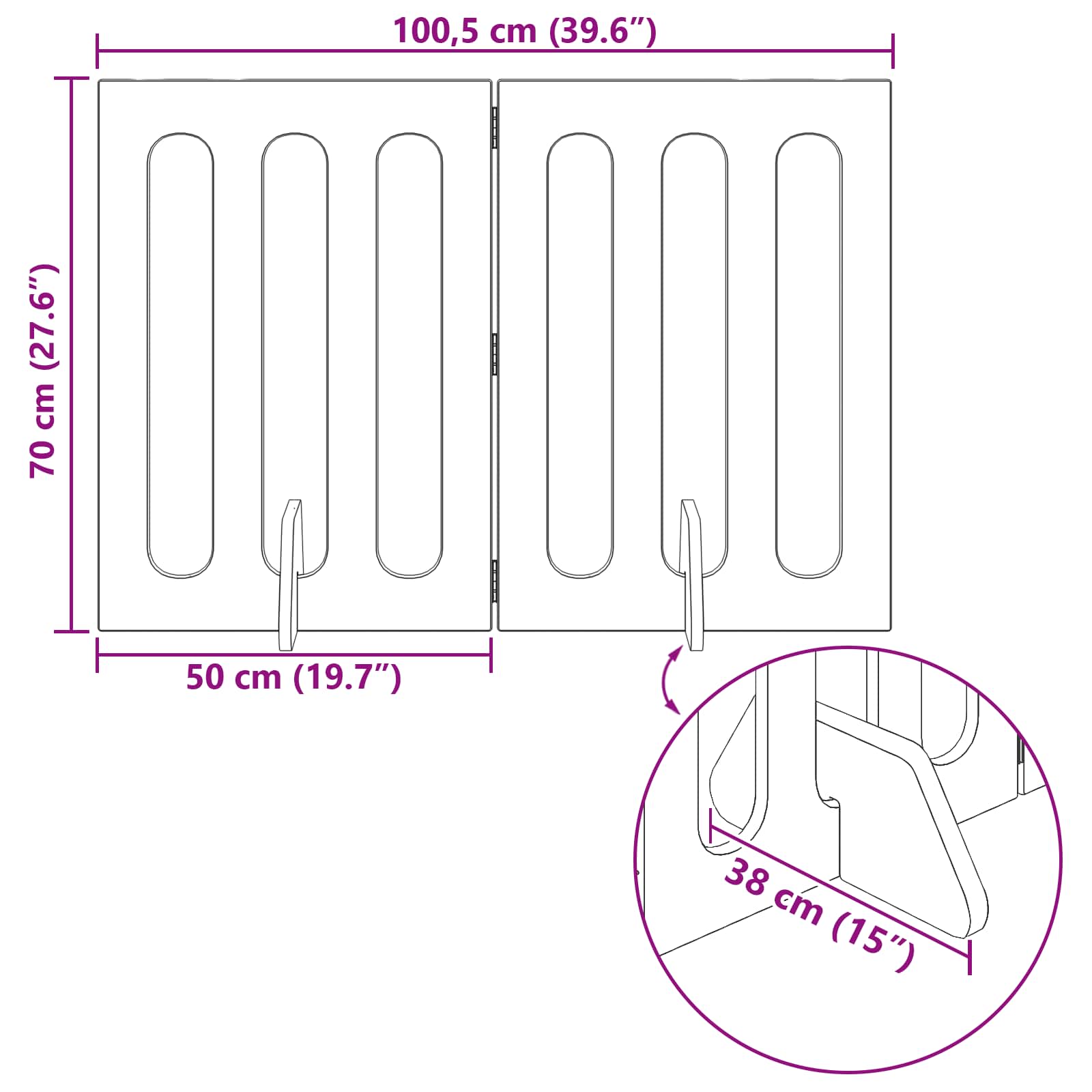Opvouwbaar huisdierhek 2 pcs Grijze Sonoma 100,5 x 38 x 70 cm is nu te koop bij PeponiXL, paradijselijk wonen!