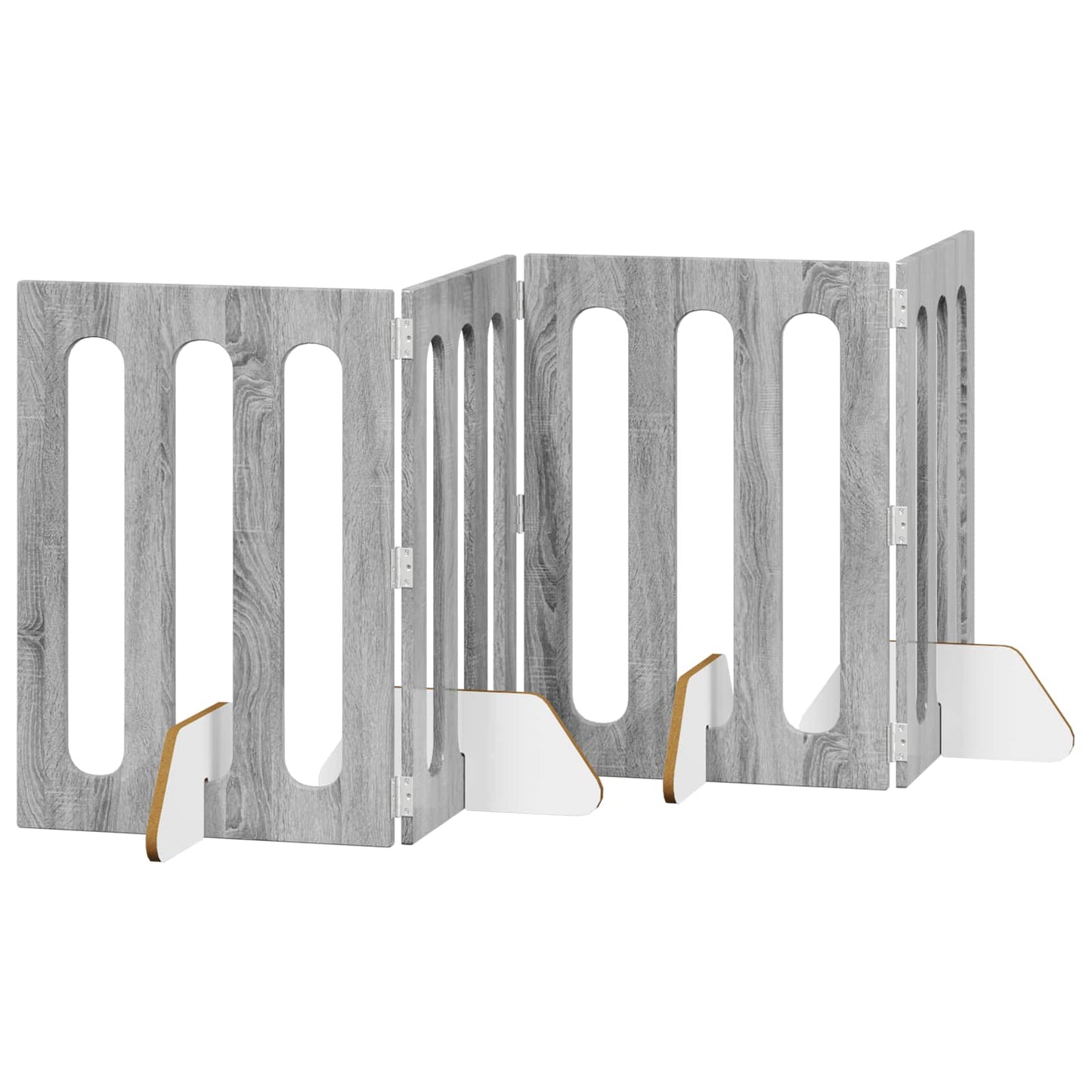 Opvouwbaar huisdierhek 4 pcs Grijze Sonoma 201 x 38 x 70 cm is nu te koop bij PeponiXL, paradijselijk wonen!