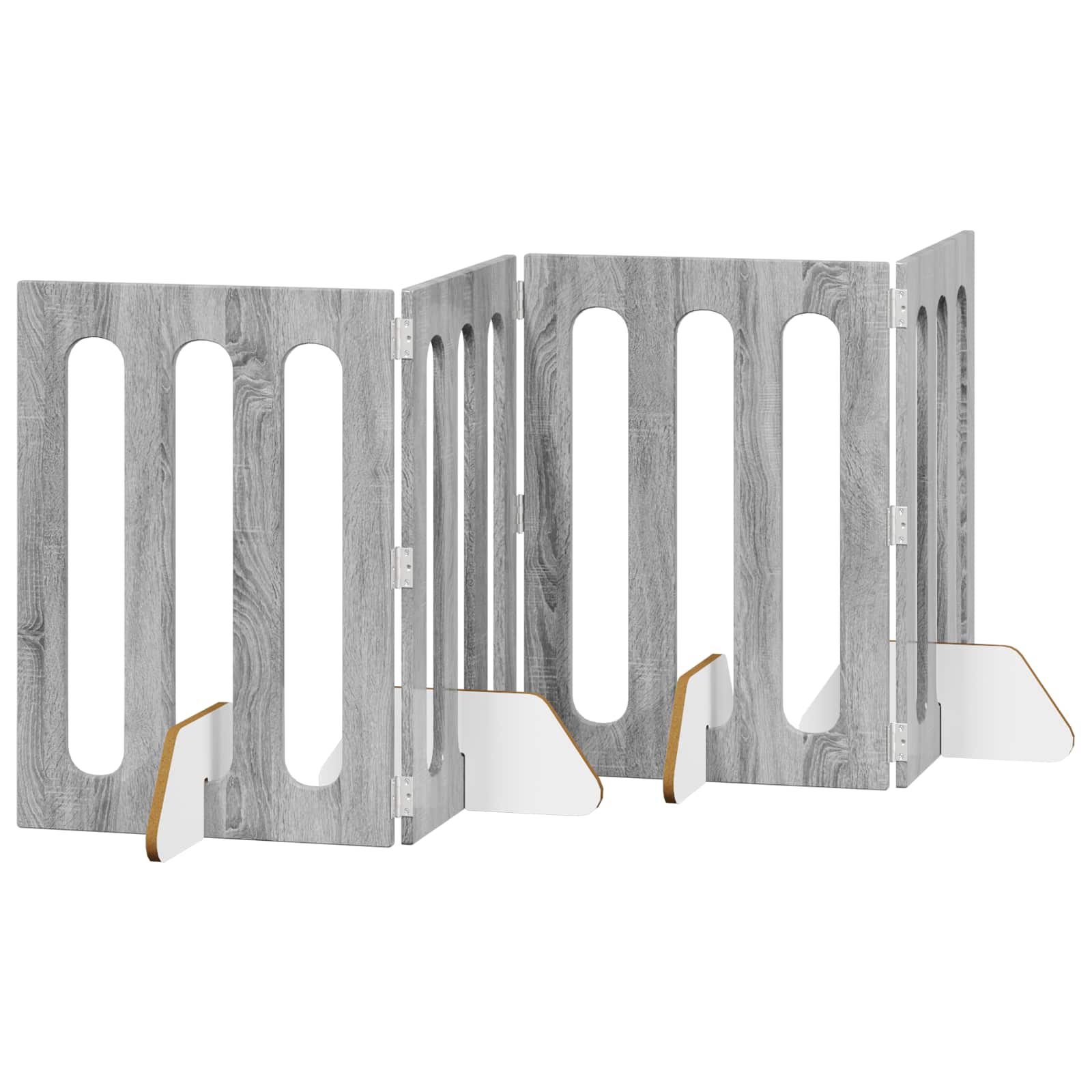 Opvouwbaar huisdierhek 4 pcs Grijze Sonoma 201 x 38 x 70 cm is nu te koop bij PeponiXL, paradijselijk wonen!