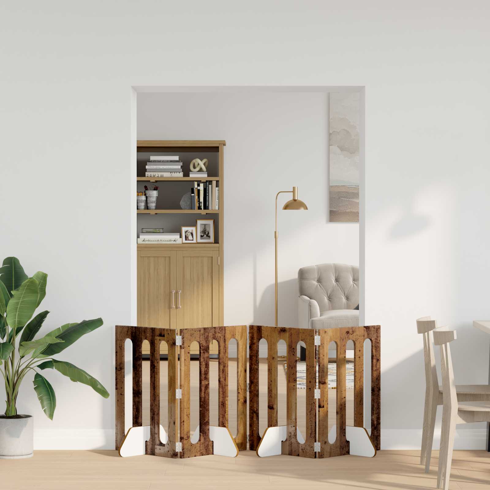 Opvouwbaar huisdierhek 4 pcs Eikenhout 201 x 38 x 70 cm is nu te koop bij PeponiXL, paradijselijk wonen!