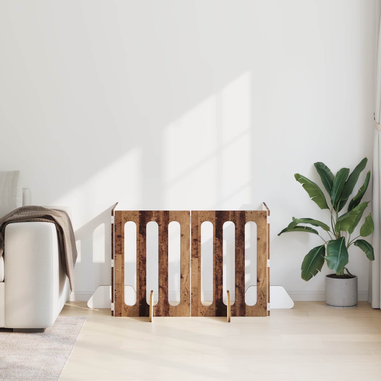 Opvouwbaar huisdierhek 4 pcs Eikenhout 201 x 38 x 70 cm is nu te koop bij PeponiXL, paradijselijk wonen!