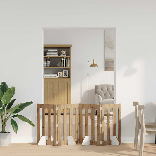 Opvouwbaar huisdierhek 4 pcs Artisan Eik 201 x 38 x 70 cm is nu te koop bij PeponiXL, paradijselijk wonen!