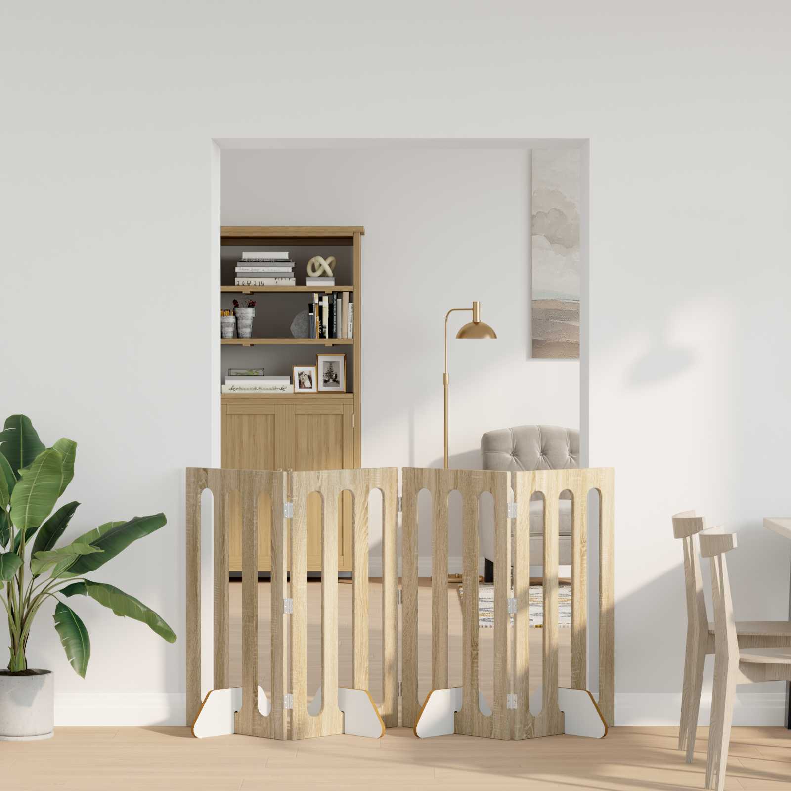 Opvouwbaar huisdierhek 4 pcs Sonoma Eiken 201 x 38 x 90 cm is nu te koop bij PeponiXL, paradijselijk wonen!