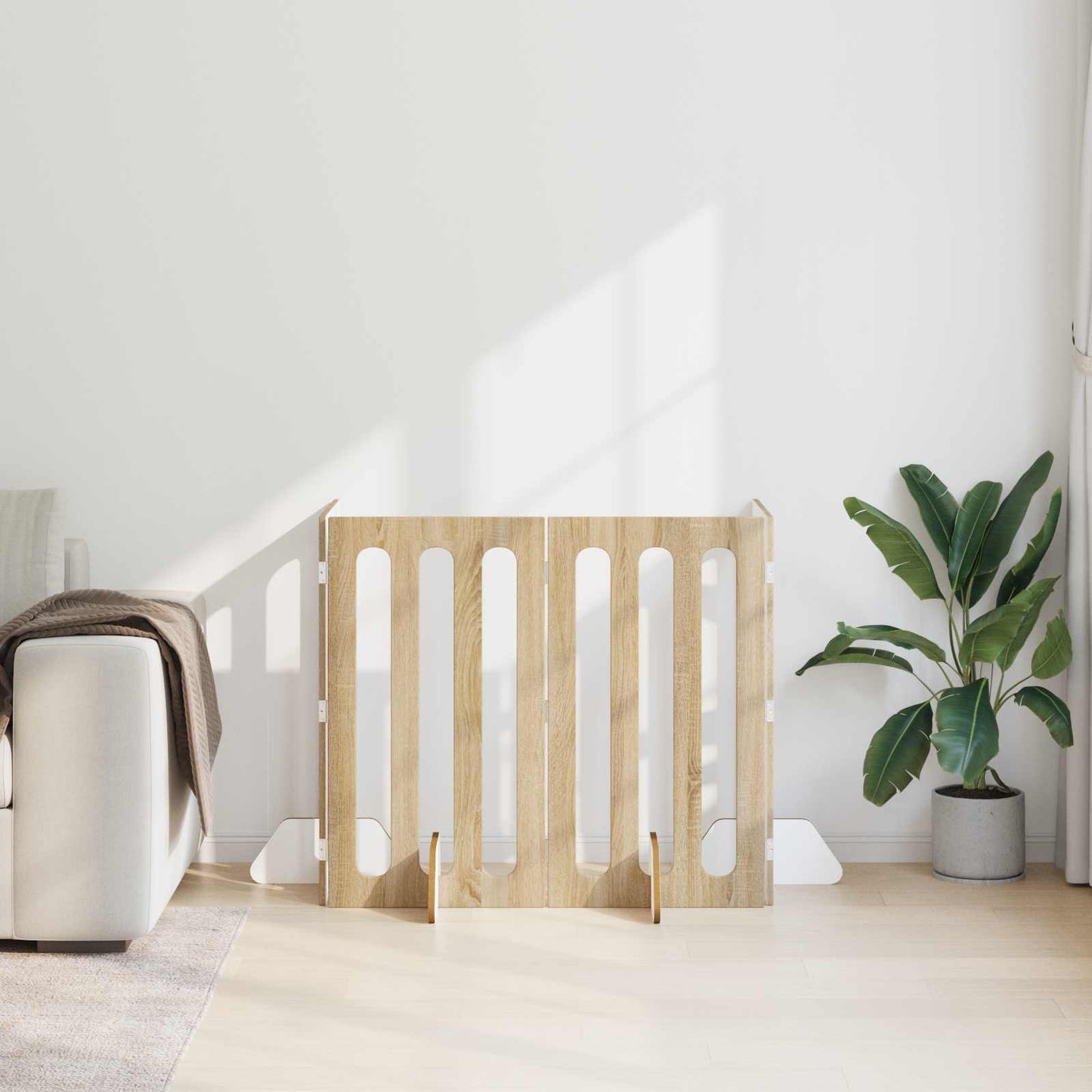 Opvouwbaar huisdierhek 4 pcs Sonoma Eiken 201 x 38 x 90 cm is nu te koop bij PeponiXL, paradijselijk wonen!