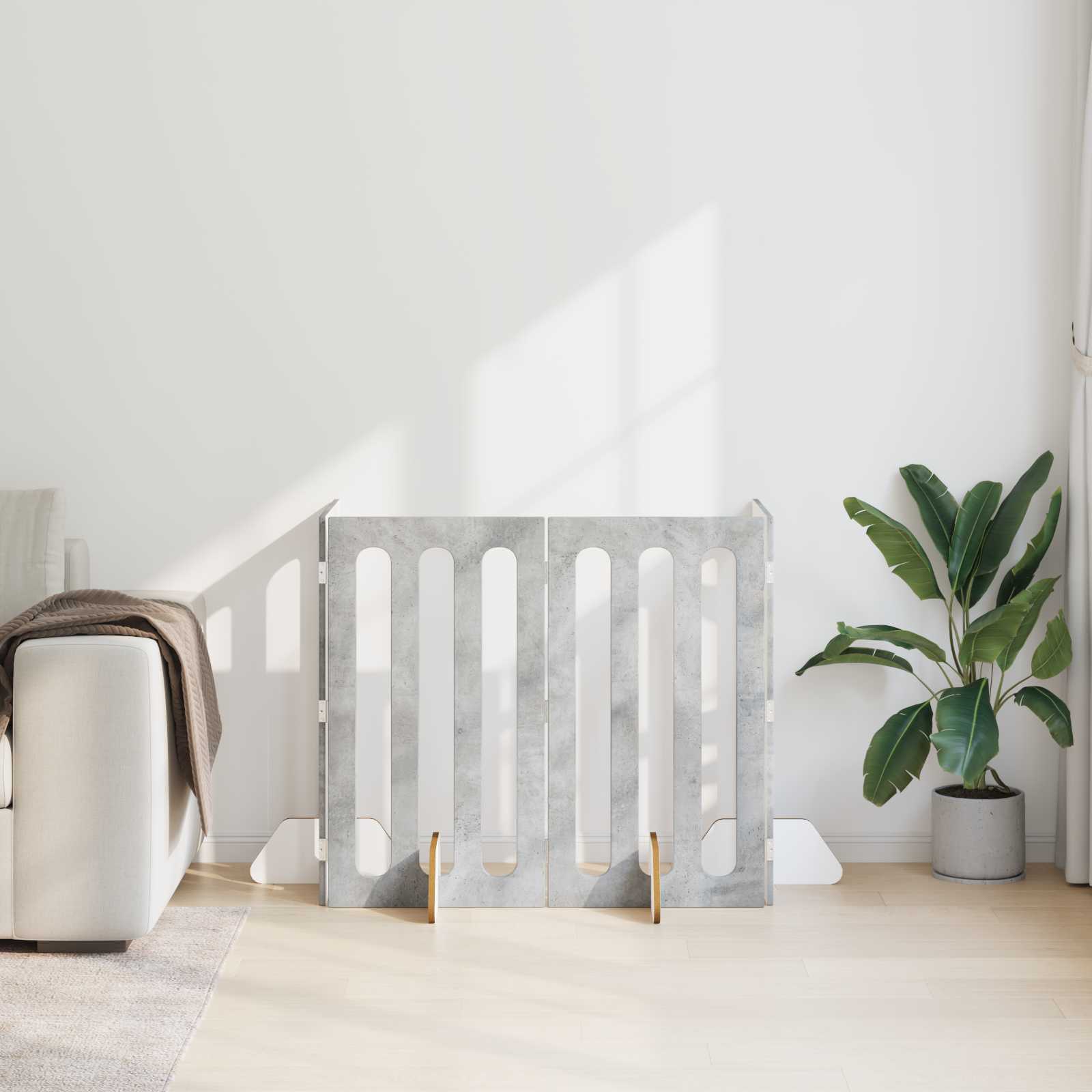 Opvouwbaar huisdierhek 4 pcs Beton Grijs 201 x 38 x 90 cm is nu te koop bij PeponiXL, paradijselijk wonen!