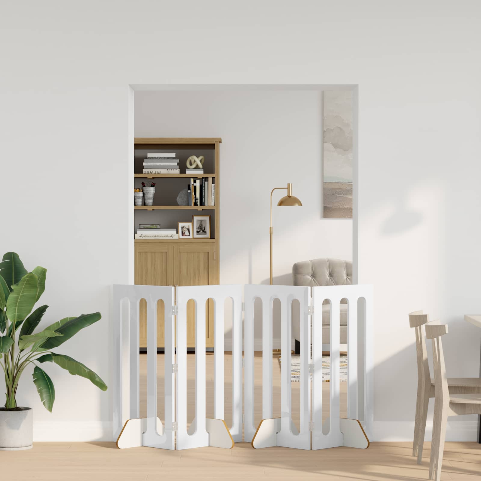 Opvouwbaar huisdierhek 4 pcs Hoogglans Wit 201 x 38 x 90 cm is nu te koop bij PeponiXL, paradijselijk wonen!