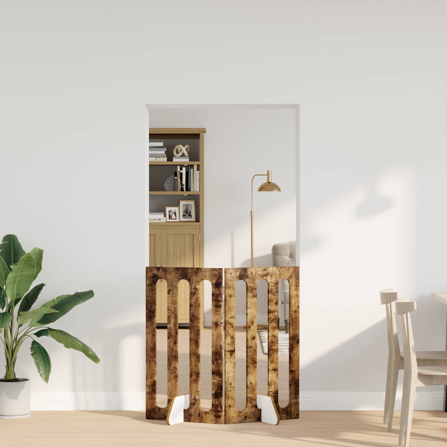 Opvouwbaar huisdierhek 2 pcs Gerookte Eik 100,5 x 38 x 90 cm is nu te koop bij PeponiXL, paradijselijk wonen!