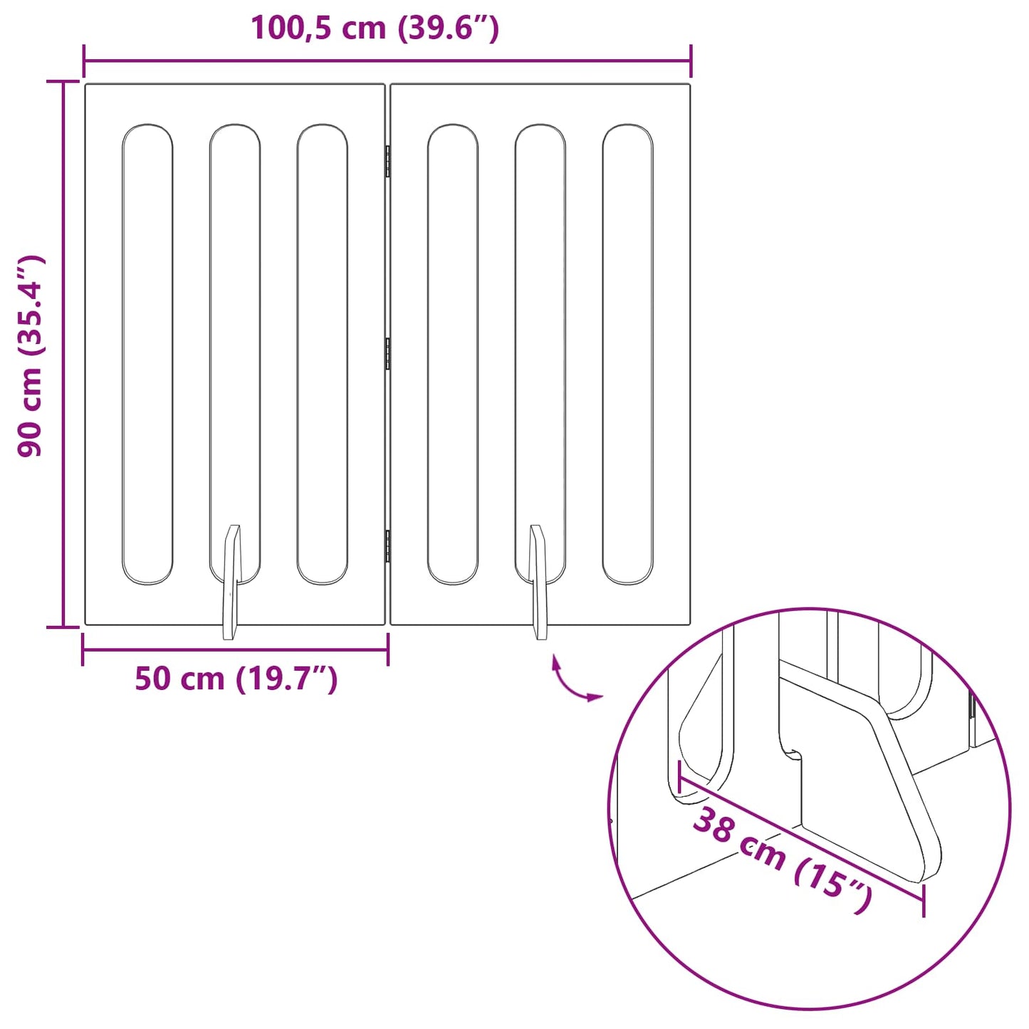Opvouwbaar huisdierhek 2 pcs Gerookte Eik 100,5 x 38 x 90 cm is nu te koop bij PeponiXL, paradijselijk wonen!