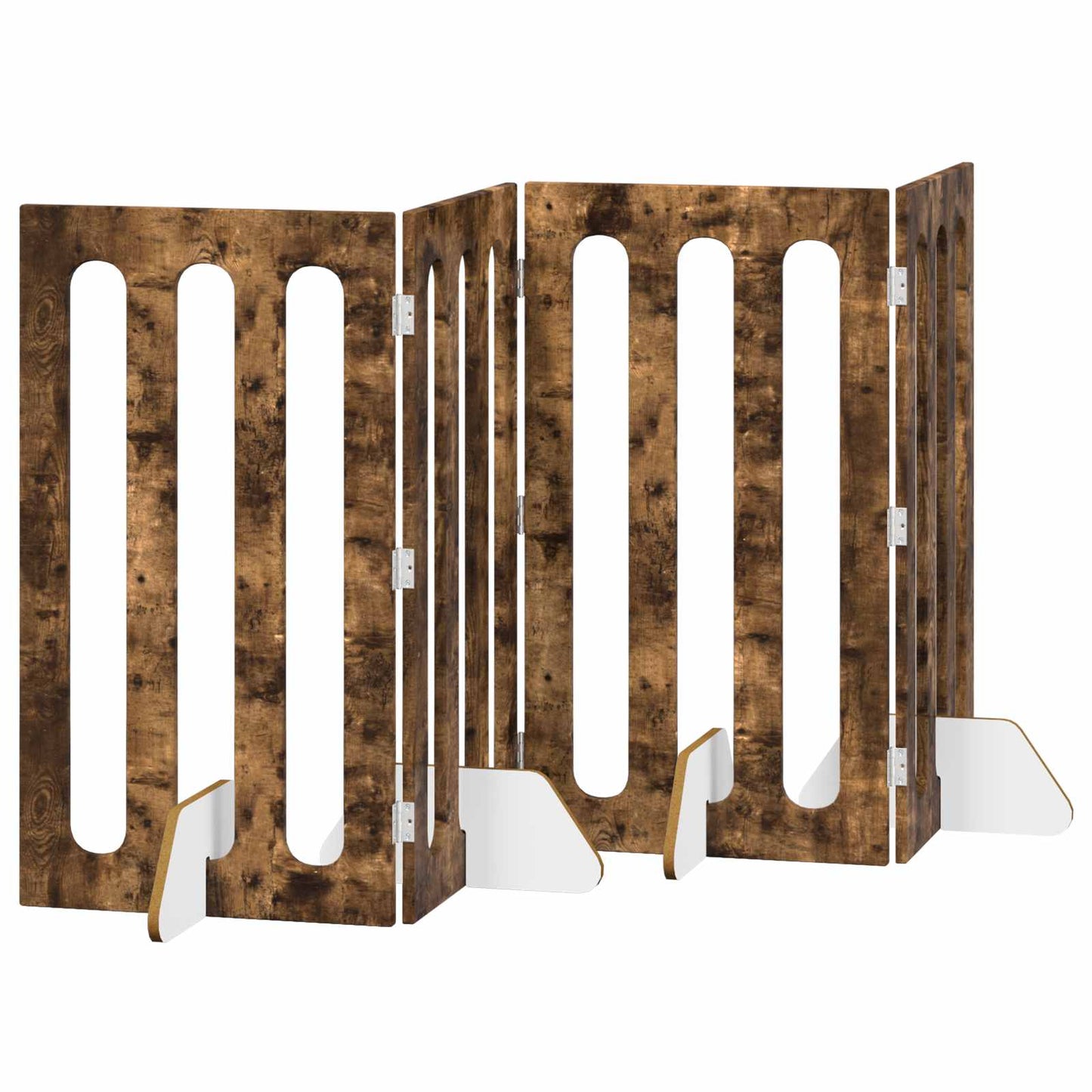 Opvouwbaar huisdierhek 4 pcs Gerookte Eik 201 x 38 x 90 cm is nu te koop bij PeponiXL, paradijselijk wonen!