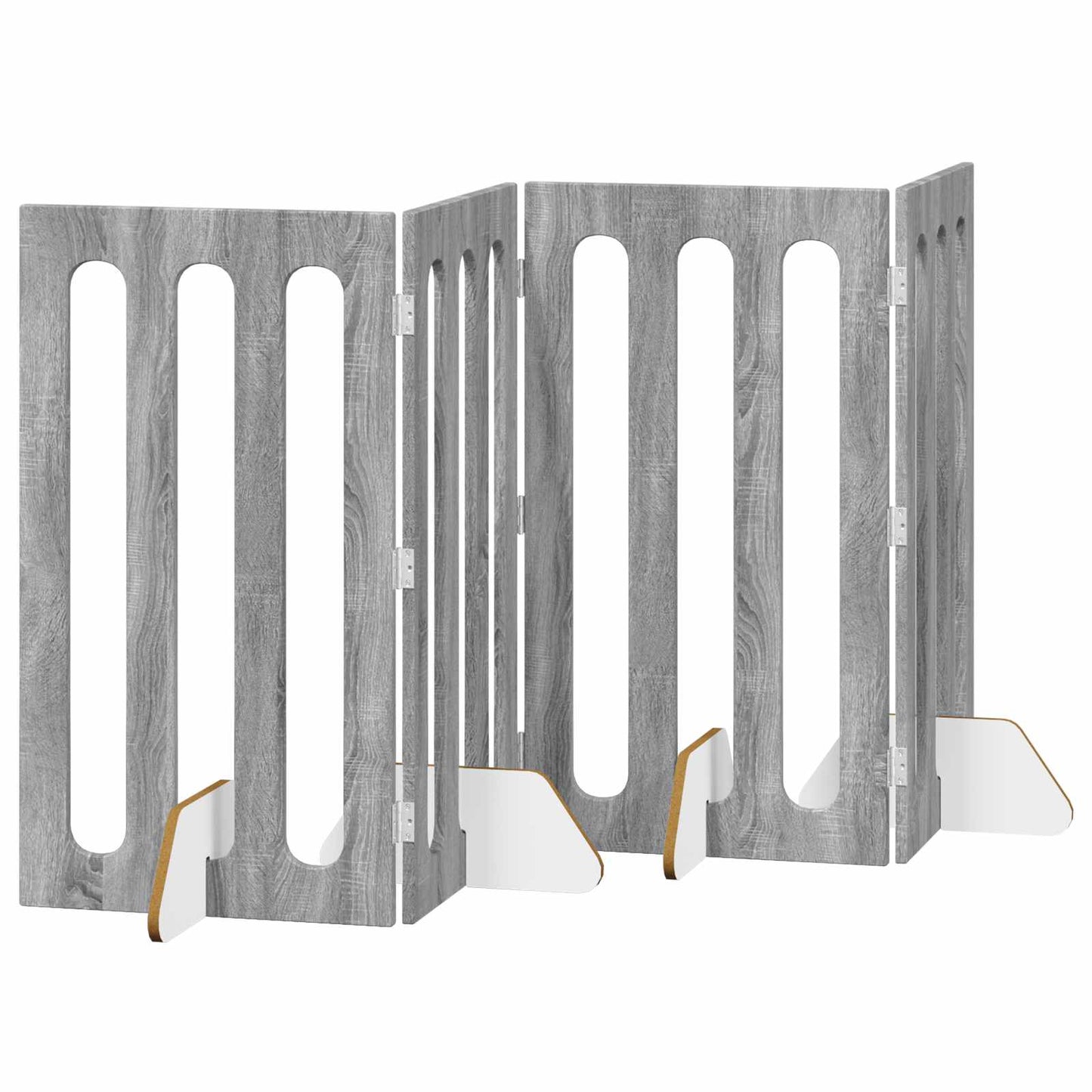 Opvouwbaar huisdierhek 4 pcs Grijze Sonoma 201 x 38 x 90 cm is nu te koop bij PeponiXL, paradijselijk wonen!