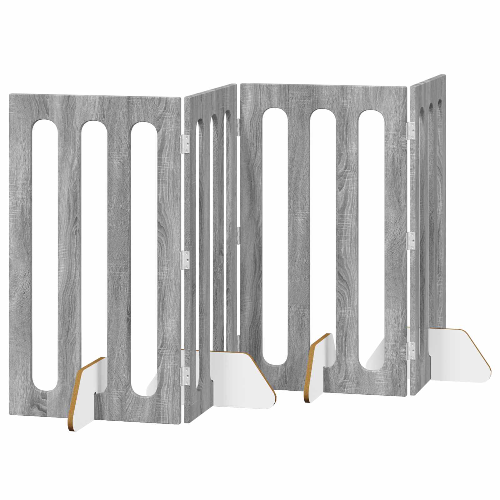 Opvouwbaar huisdierhek 4 pcs Grijze Sonoma 201 x 38 x 90 cm is nu te koop bij PeponiXL, paradijselijk wonen!
