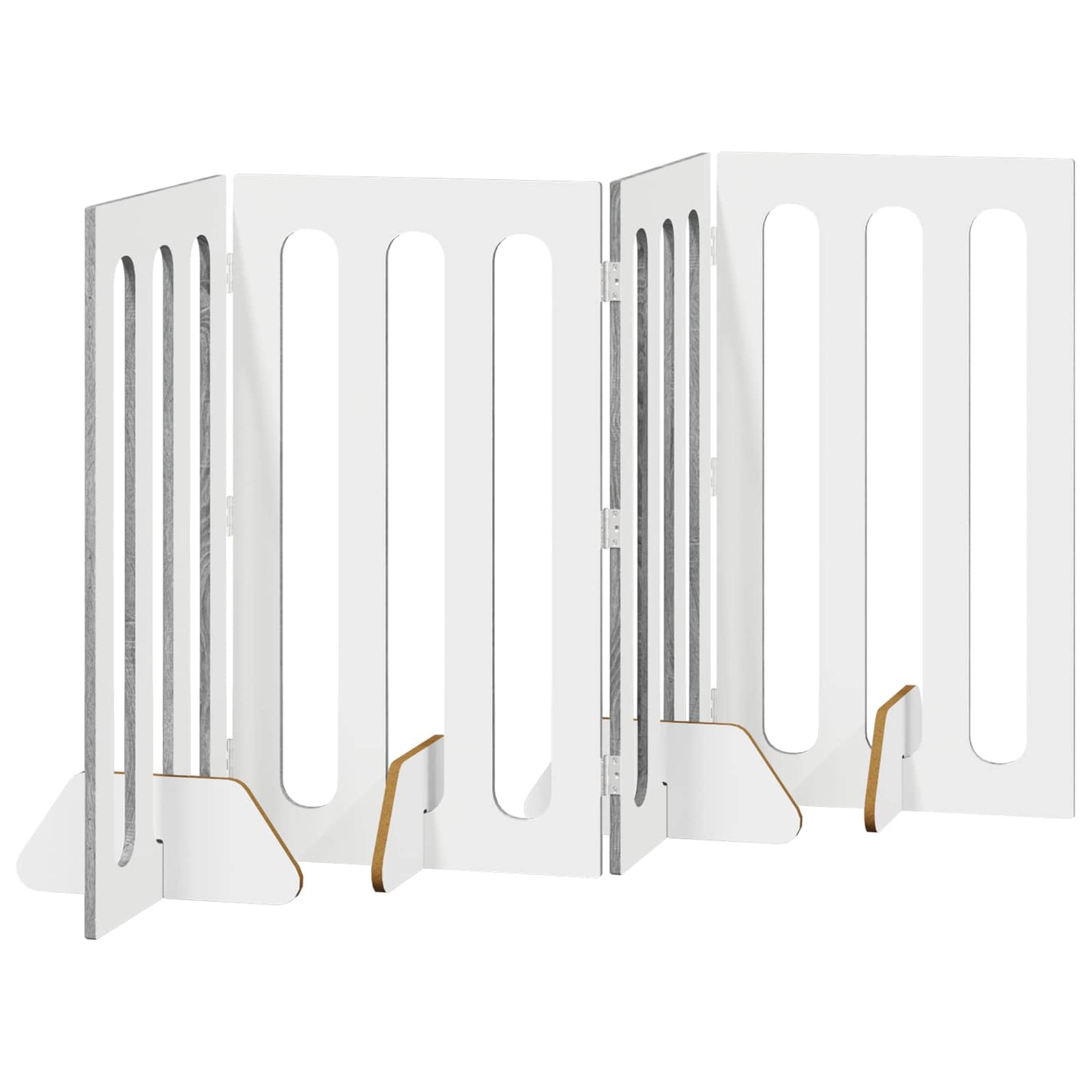 Opvouwbaar huisdierhek 4 pcs Grijze Sonoma 201 x 38 x 90 cm is nu te koop bij PeponiXL, paradijselijk wonen!
