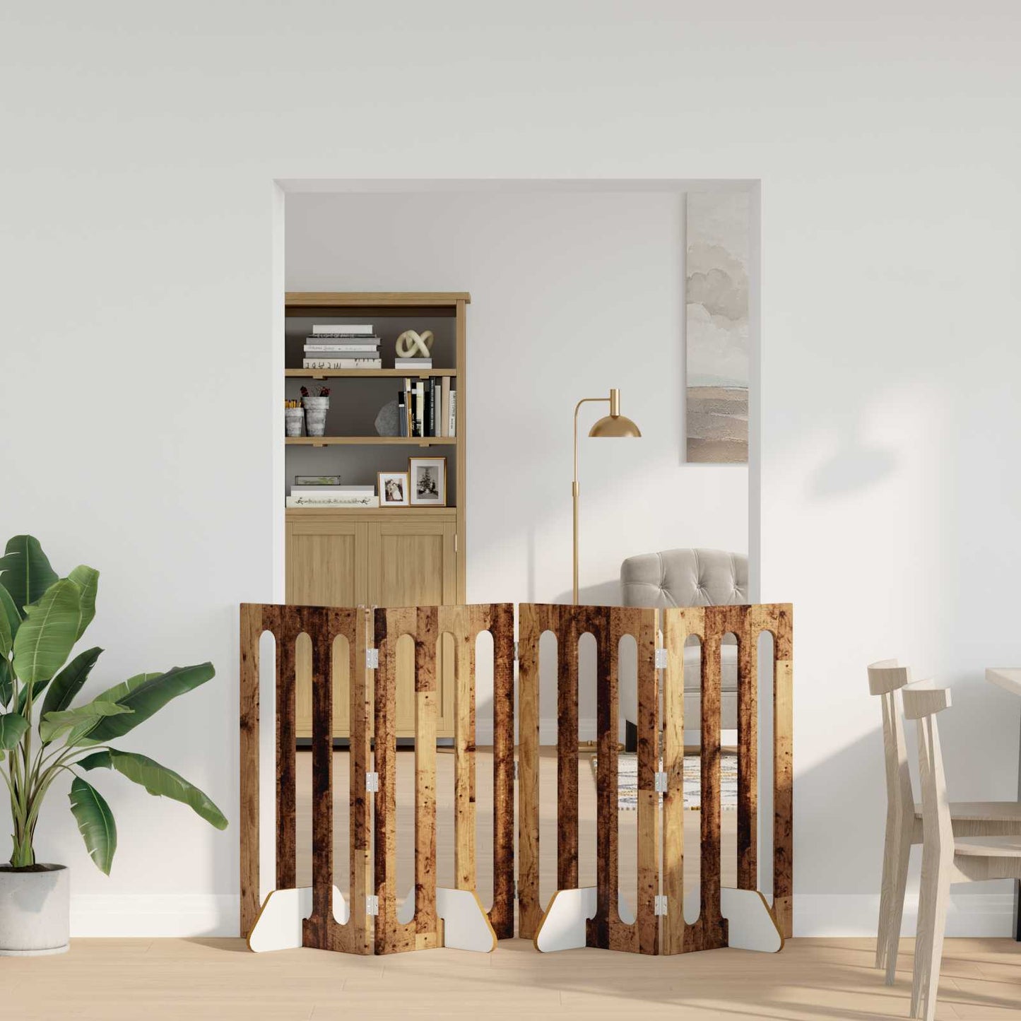 Opvouwbaar huisdierhek 4 pcs Eikenhout 201 x 38 x 90 cm is nu te koop bij PeponiXL, paradijselijk wonen!