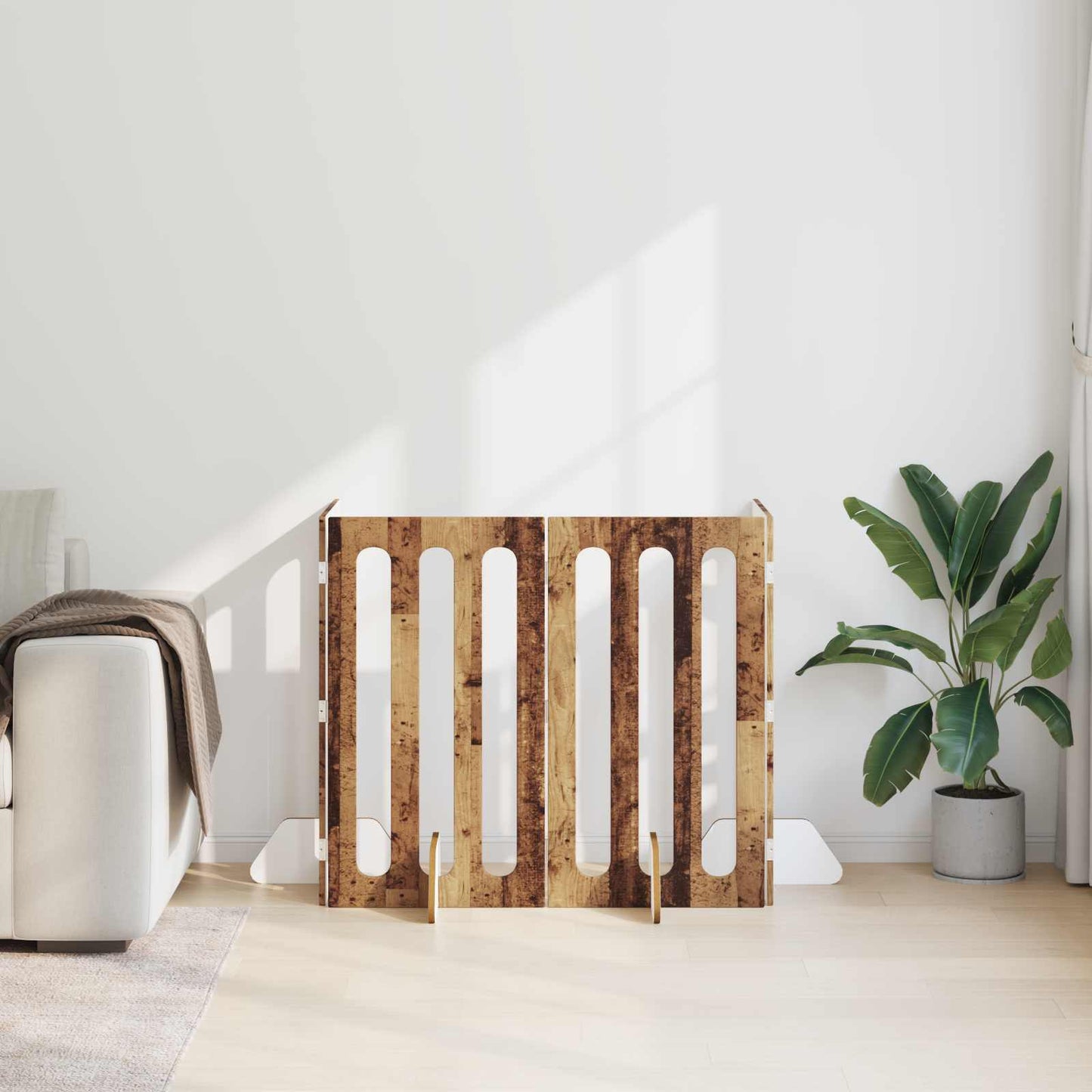 Opvouwbaar huisdierhek 4 pcs Eikenhout 201 x 38 x 90 cm is nu te koop bij PeponiXL, paradijselijk wonen!