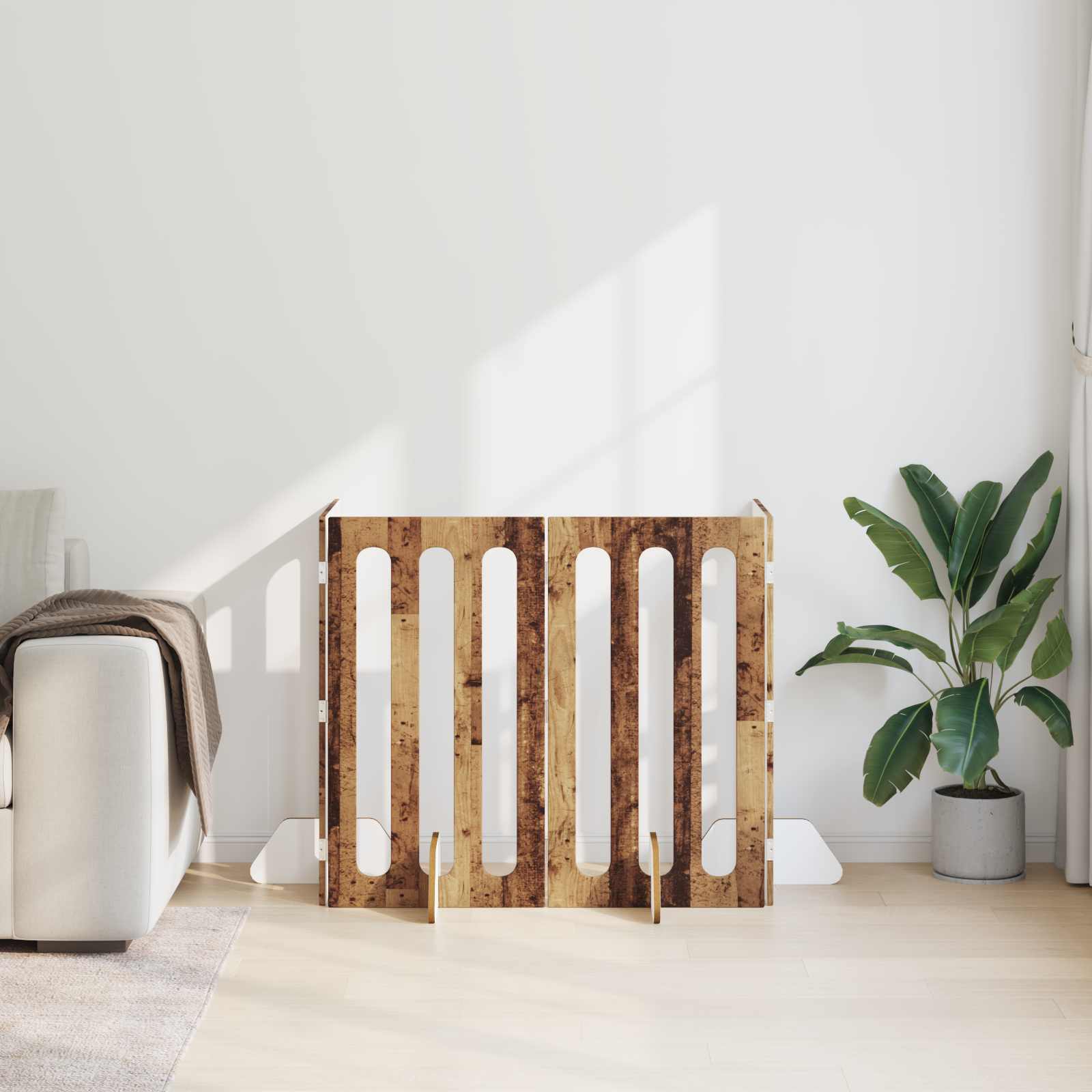 Opvouwbaar huisdierhek 4 pcs Eikenhout 201 x 38 x 90 cm is nu te koop bij PeponiXL, paradijselijk wonen!