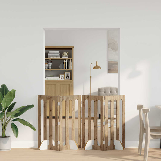 Opvouwbaar huisdierhek 4 pcs Artisan Eik 201 x 38 x 90 cm is nu te koop bij PeponiXL, paradijselijk wonen!