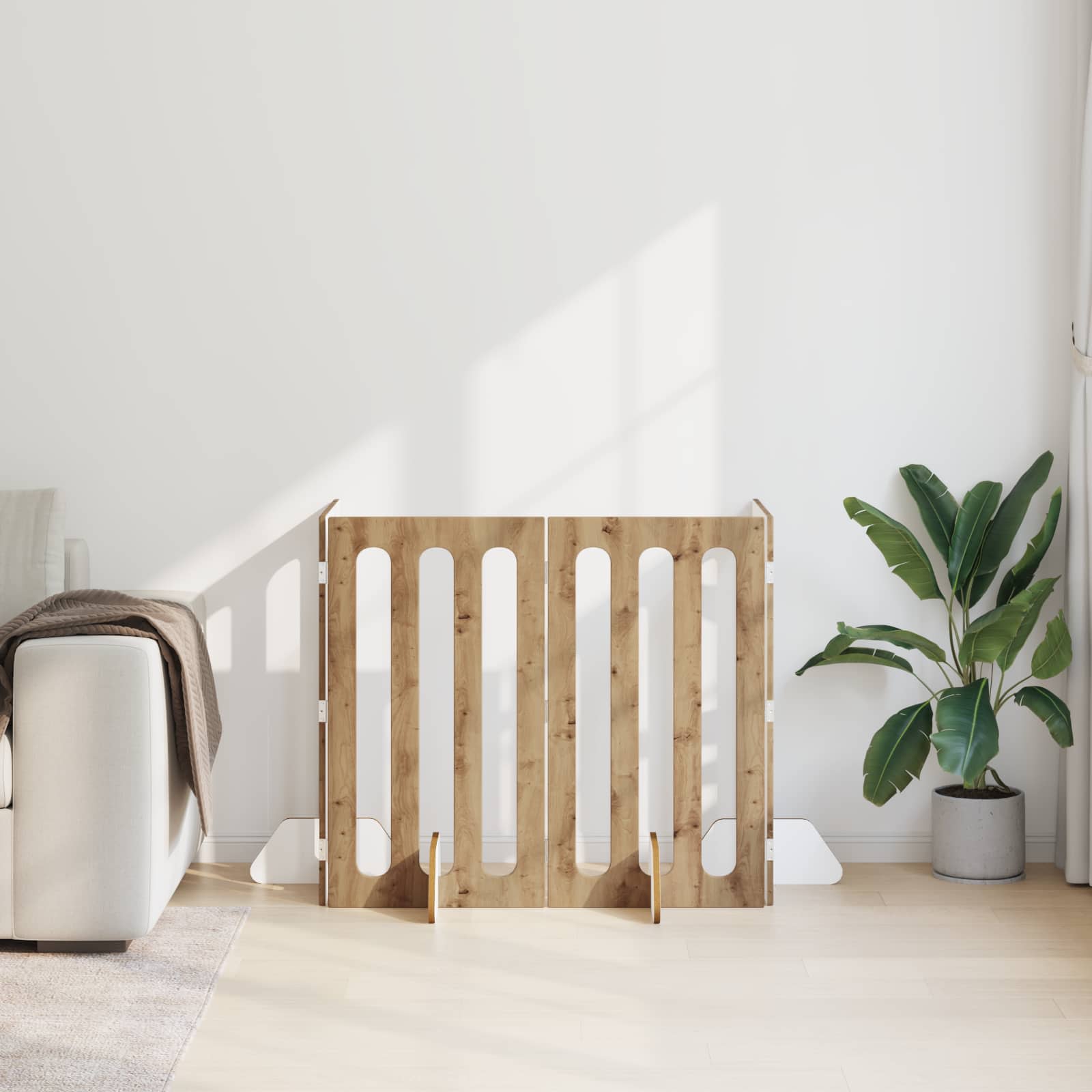Opvouwbaar huisdierhek 4 pcs Artisan Eik 201 x 38 x 90 cm is nu te koop bij PeponiXL, paradijselijk wonen!