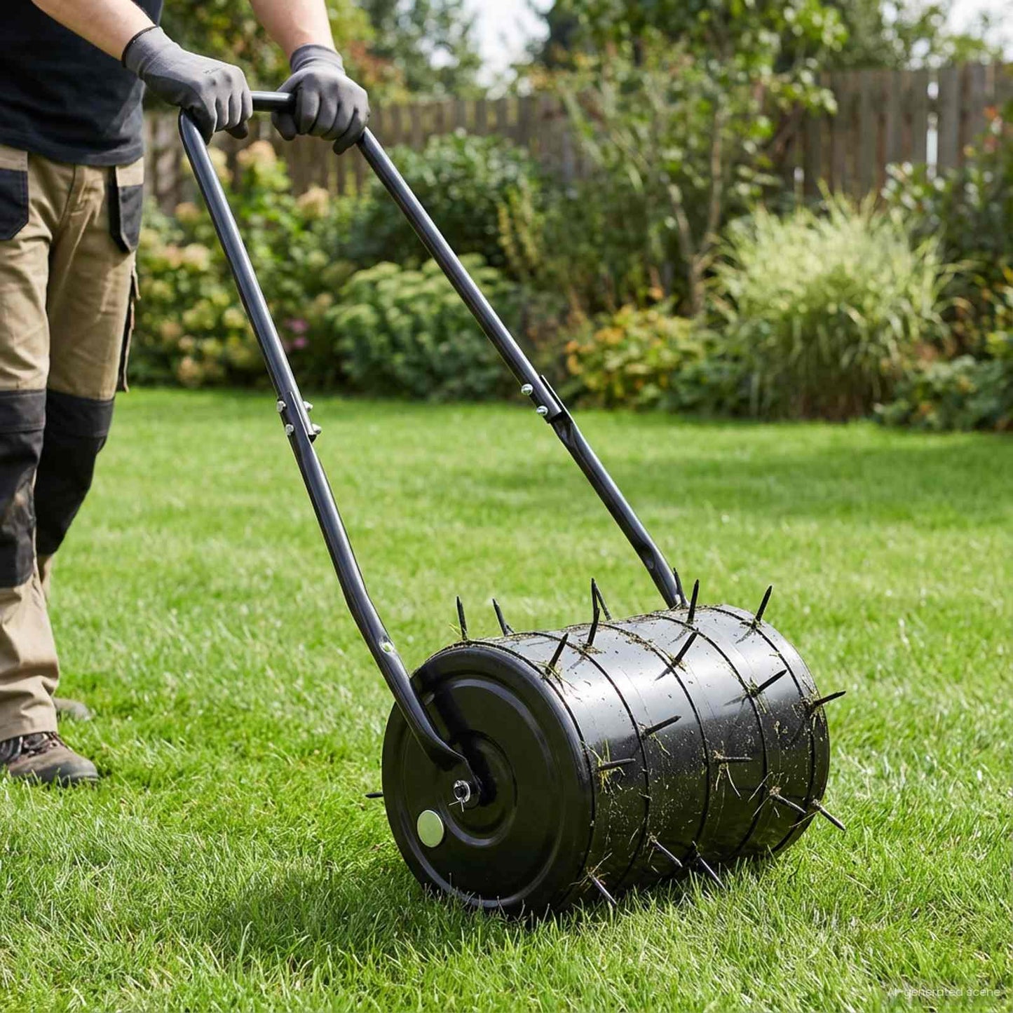 Grasroller Trek met Beluchter Klemmen Zwart 110 x 52 cm IJzer is nu te koop bij PeponiXL, paradijselijk wonen!