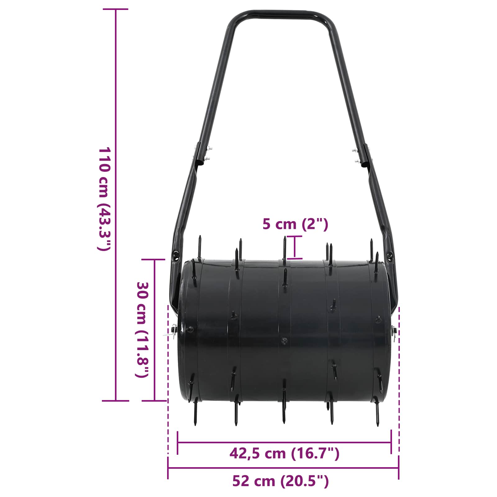 Grasroller Trek met Beluchter Klemmen Zwart 110 x 52 cm IJzer is nu te koop bij PeponiXL, paradijselijk wonen!