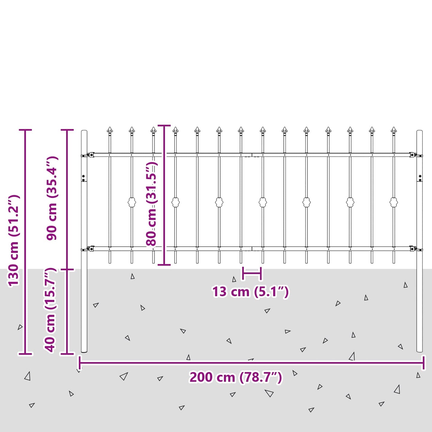 Spike Fence Asten Zwart 200 x 130 cm Gepoedercoat staal is nu te koop bij PeponiXL, paradijselijk wonen!