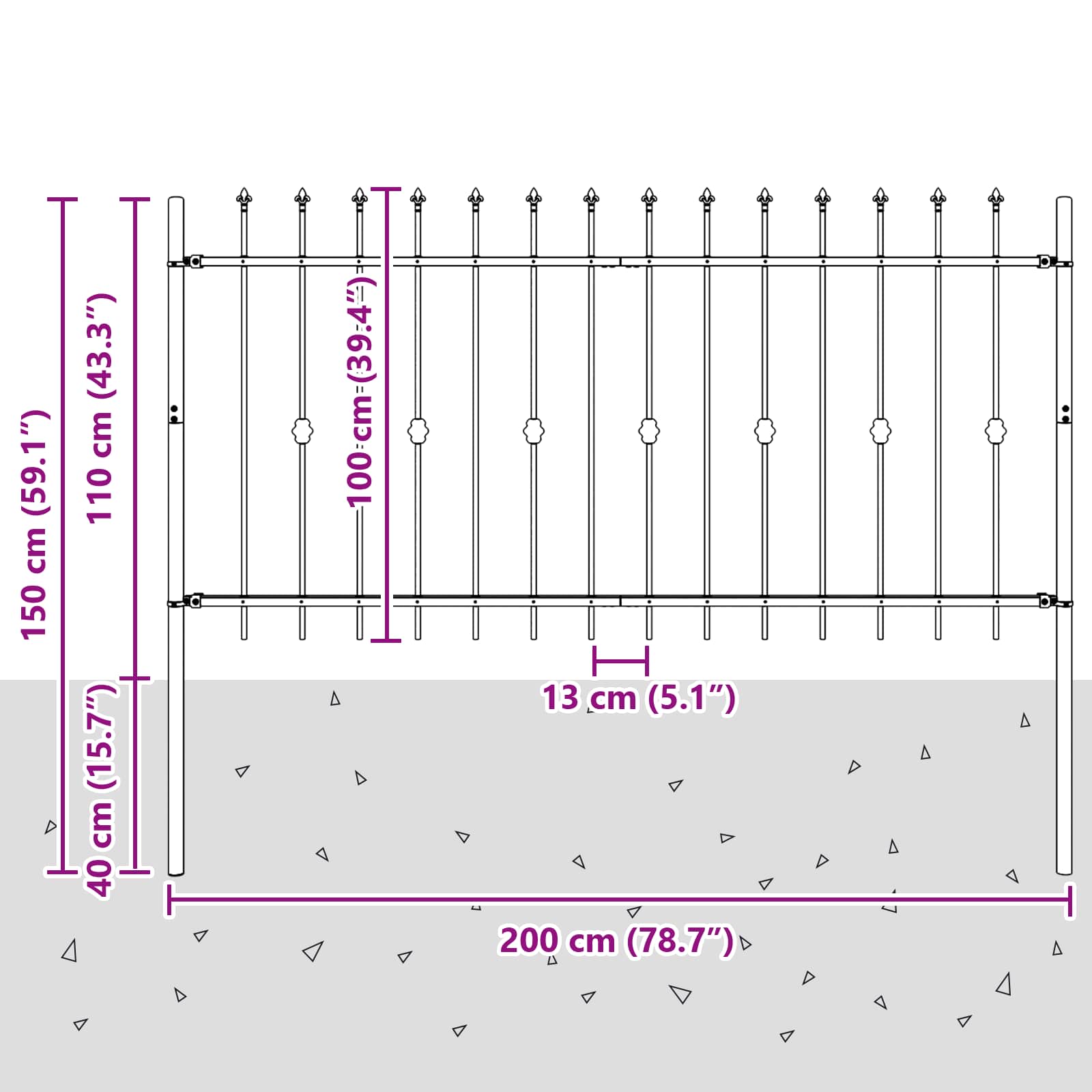 Spike Fence Asten Zwart 200 x 150 cm Gepoedercoat staal is nu te koop bij PeponiXL, paradijselijk wonen!