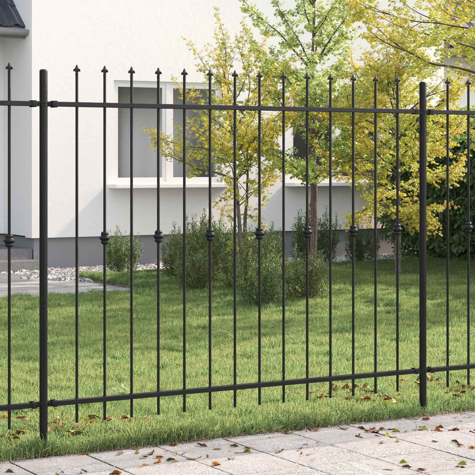 Spike Fence Asten Zwart 200 x 200 cm Gepoedercoat staal is nu te koop bij PeponiXL, paradijselijk wonen!