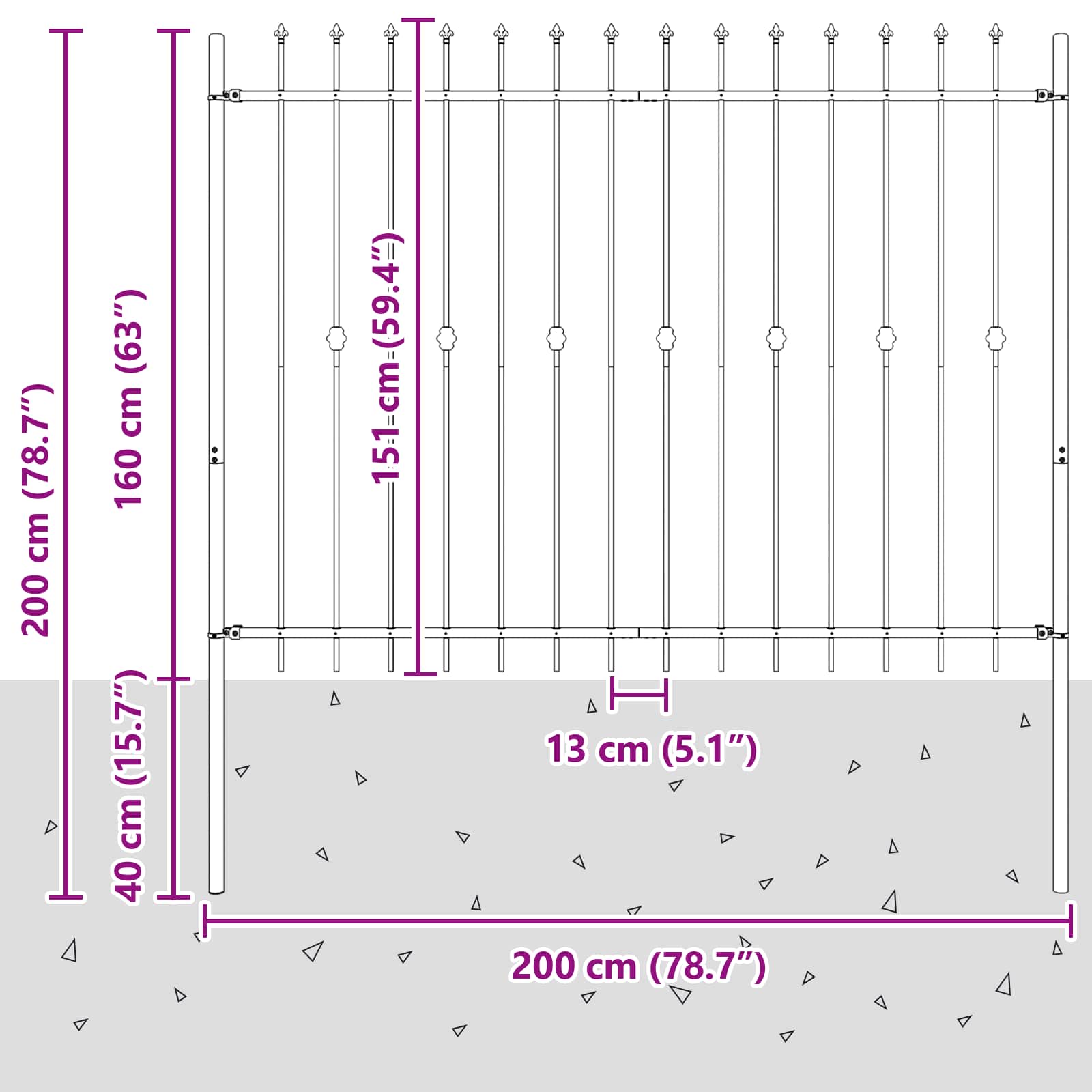 Spike Fence Asten Zwart 200 x 200 cm Gepoedercoat staal is nu te koop bij PeponiXL, paradijselijk wonen!