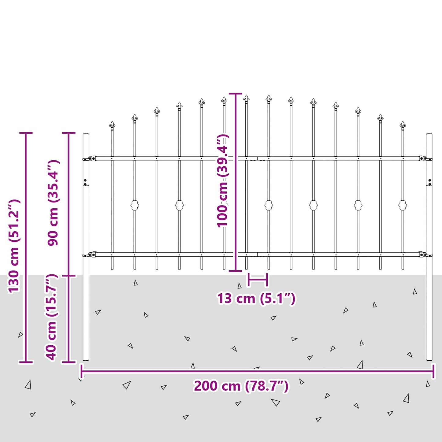 Spike Fence Asten Zwart 200 x 130 cm Gepoedercoat staal is nu te koop bij PeponiXL, paradijselijk wonen!