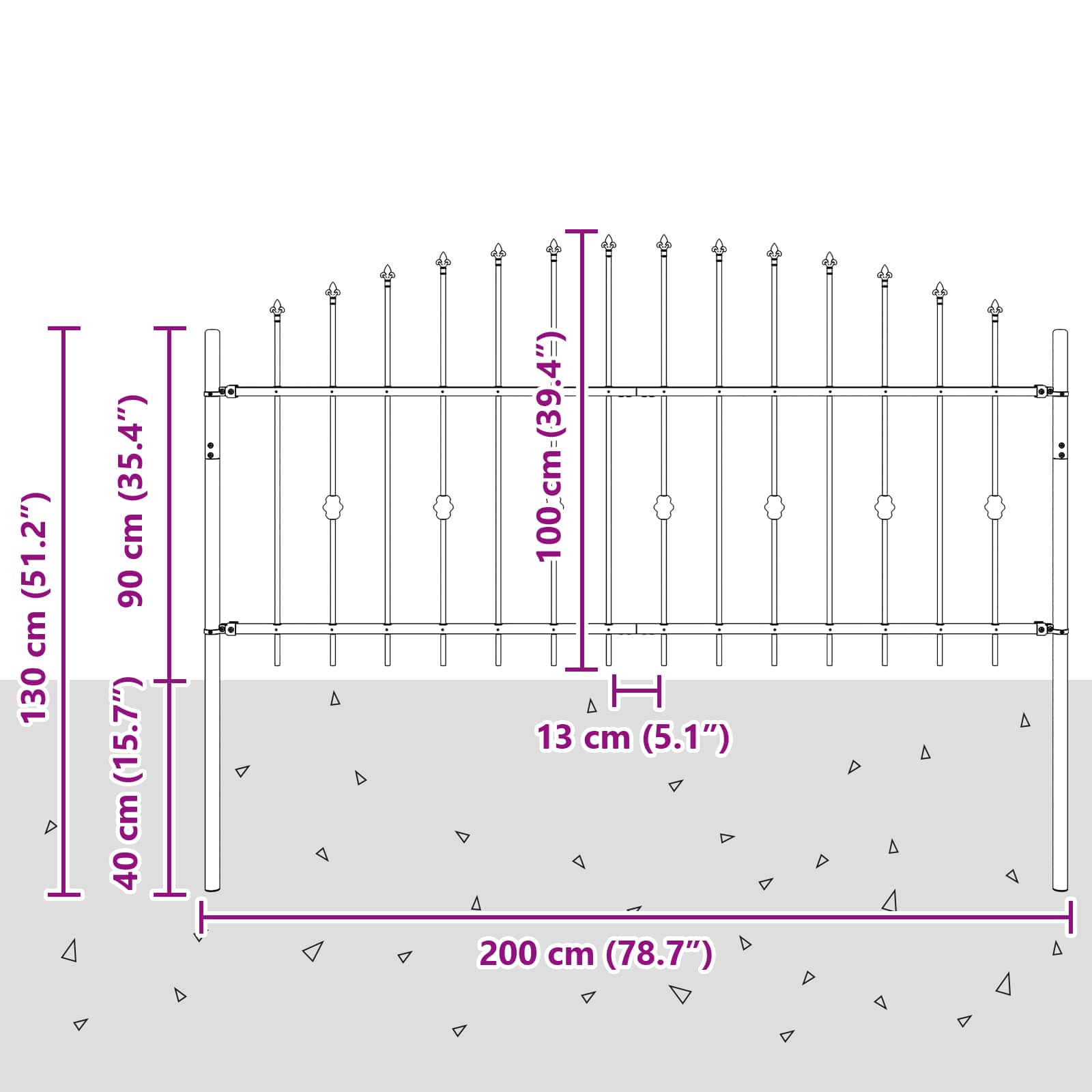 Spike Fence Asten Zwart 200 x 130 cm Gepoedercoat staal is nu te koop bij PeponiXL, paradijselijk wonen!