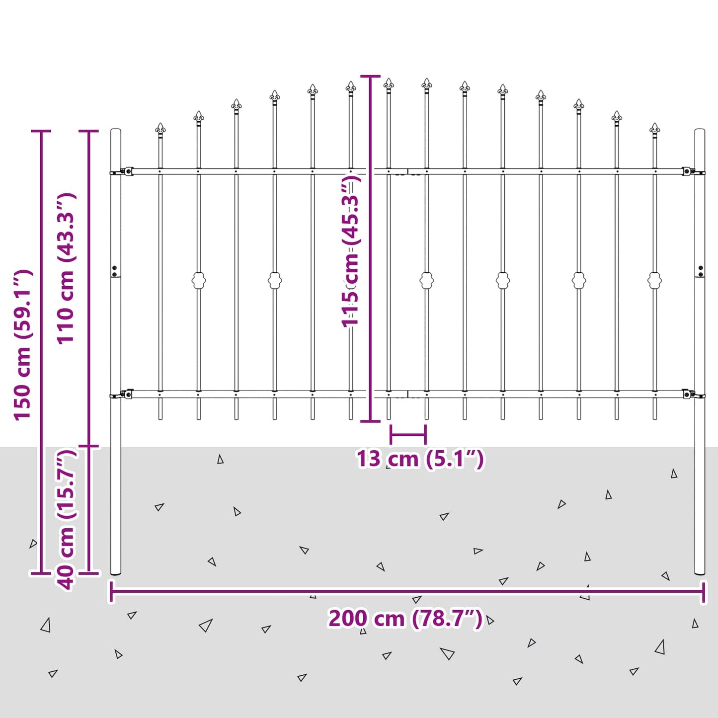 Spike Fence Asten Zwart 200 x 150 cm Gepoedercoat staal is nu te koop bij PeponiXL, paradijselijk wonen!