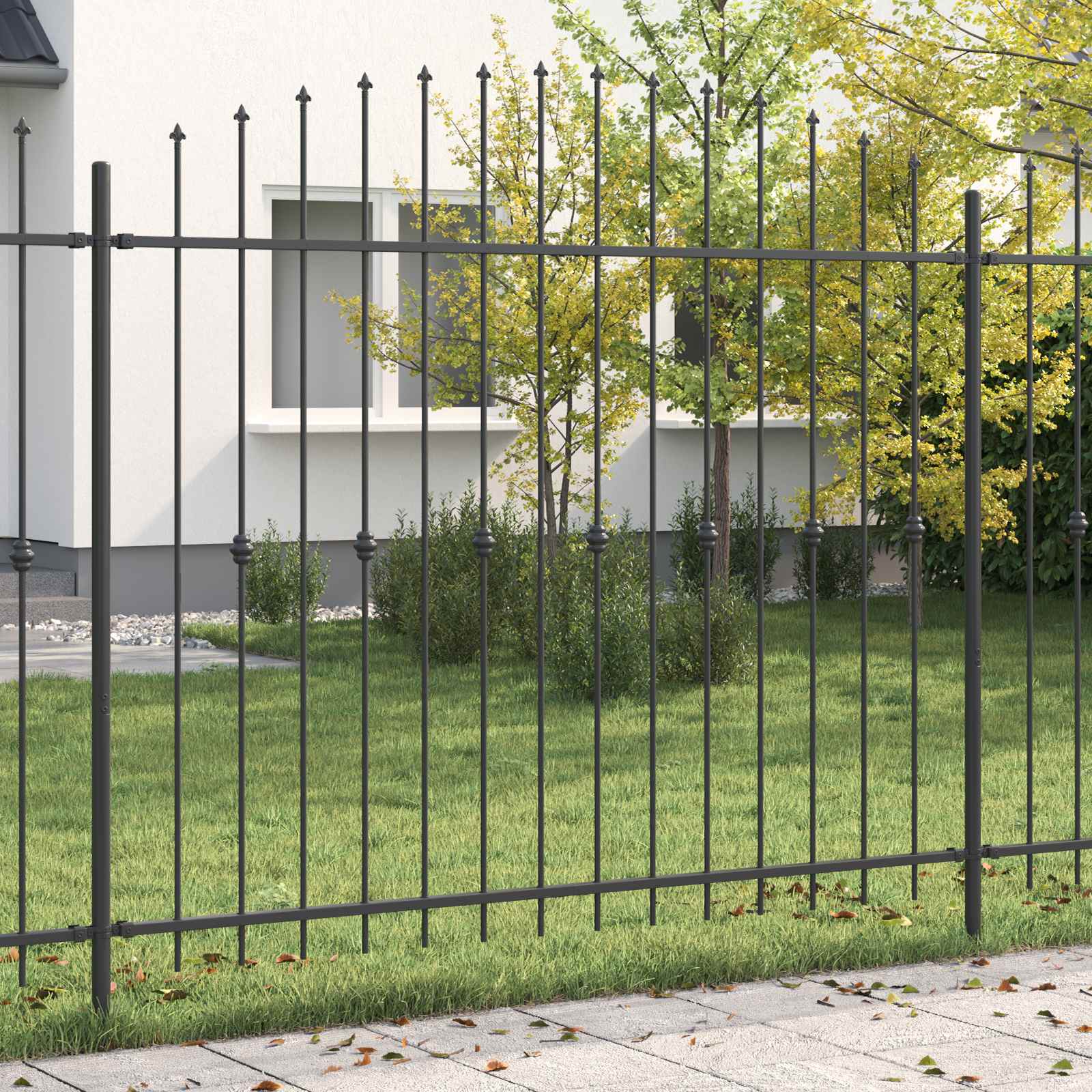 Spike Fence Asten Zwart 200 x 200 cm Gepoedercoat staal is nu te koop bij PeponiXL, paradijselijk wonen!