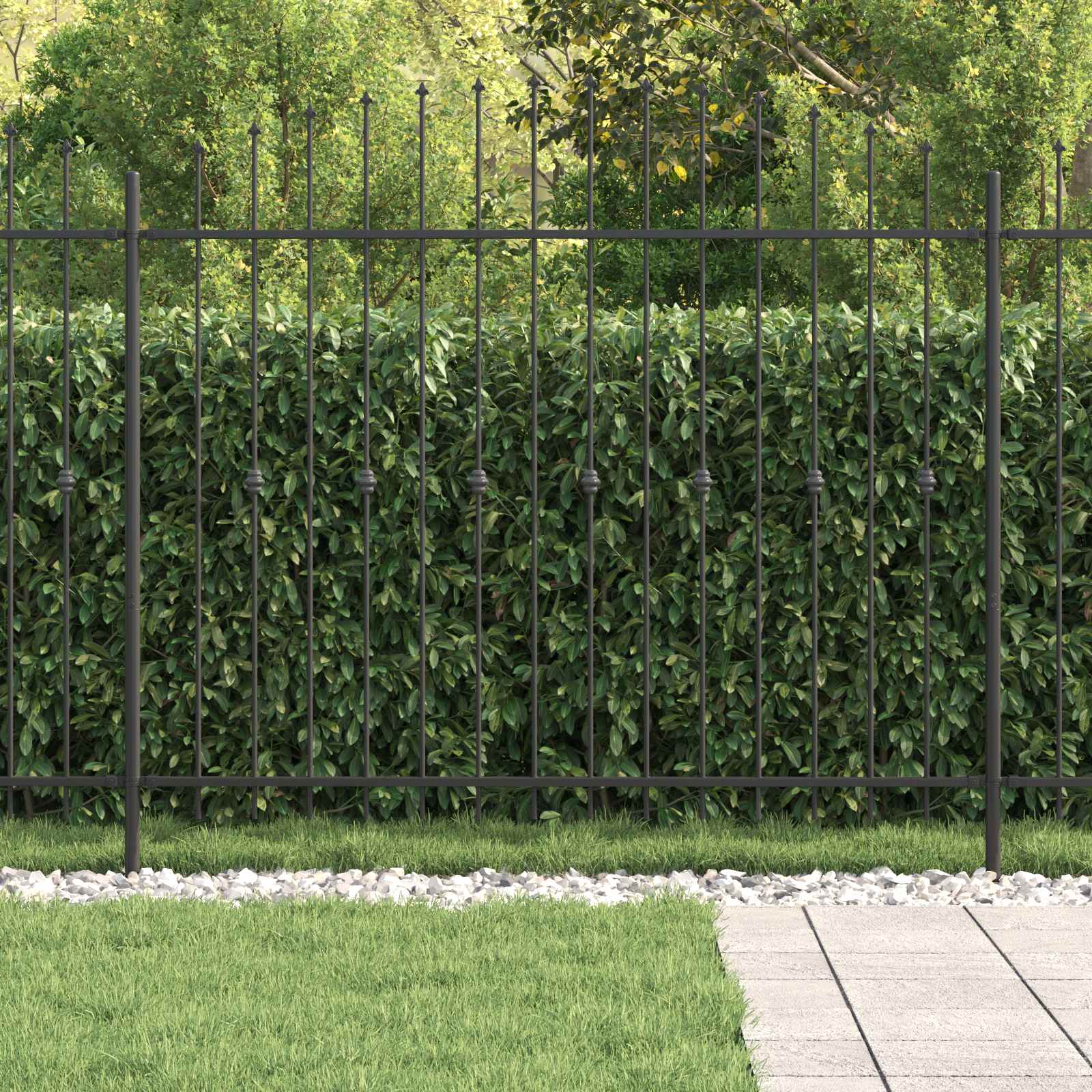 Spike Fence Asten Zwart 200 x 200 cm Gepoedercoat staal is nu te koop bij PeponiXL, paradijselijk wonen!