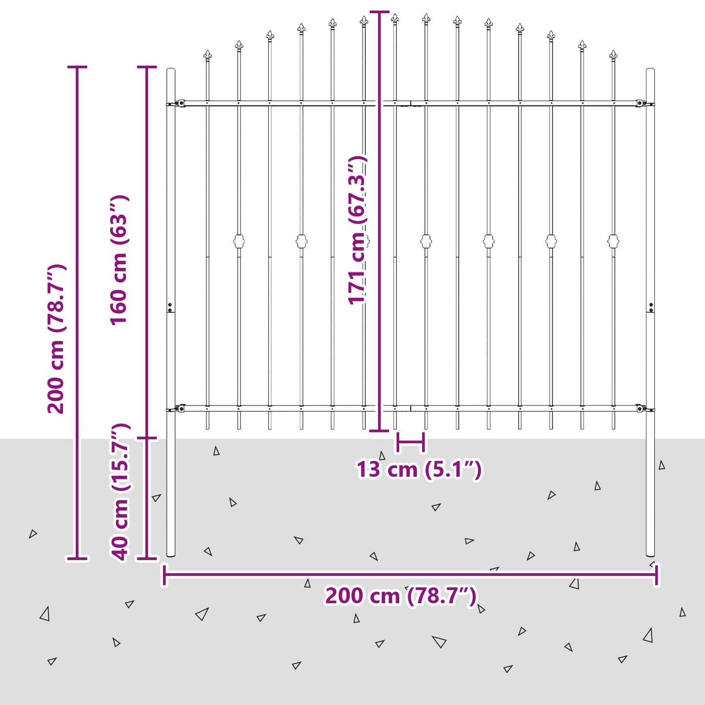 Spike Fence Asten Zwart 200 x 200 cm Gepoedercoat staal is nu te koop bij PeponiXL, paradijselijk wonen!