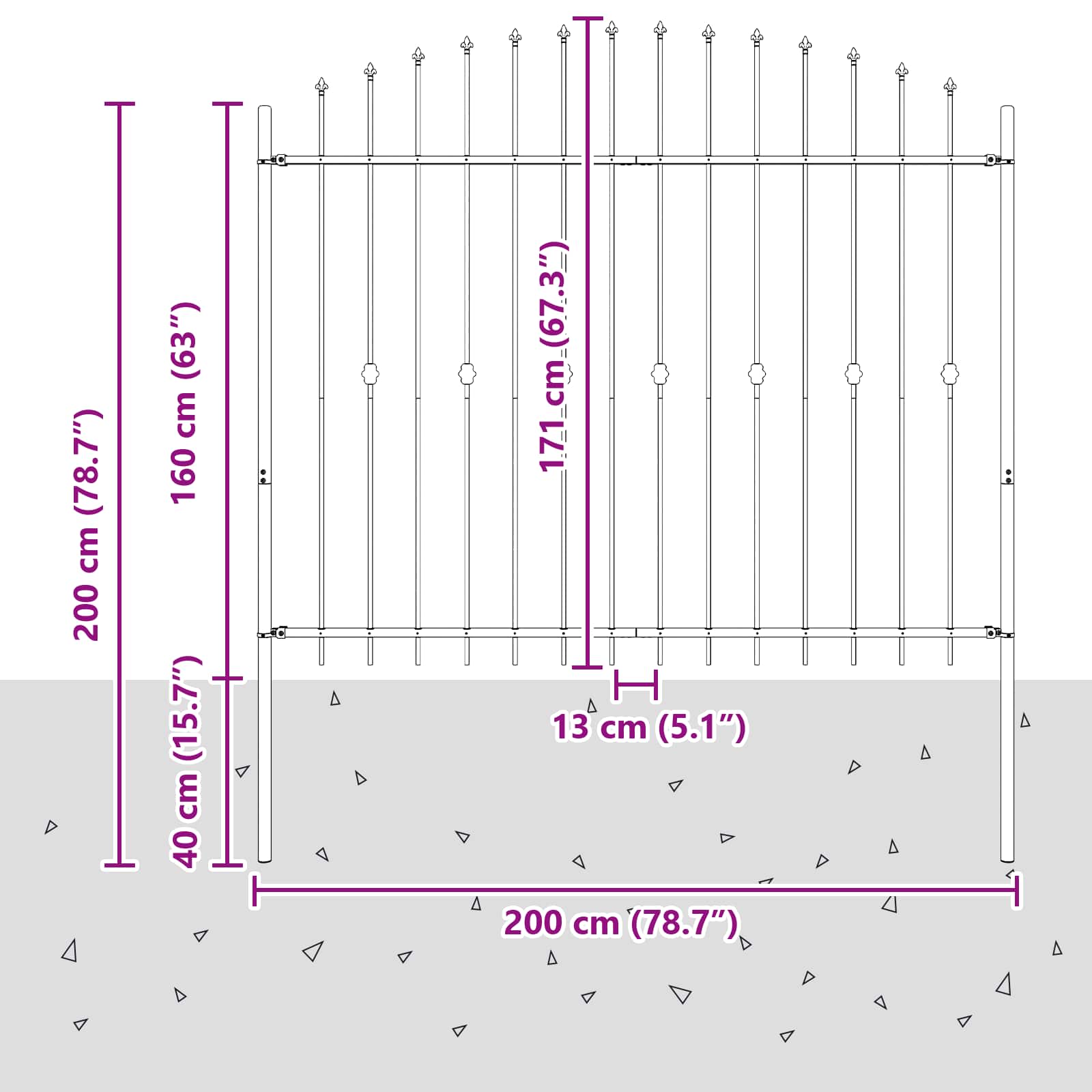Spike Fence Asten Zwart 200 x 200 cm Gepoedercoat staal is nu te koop bij PeponiXL, paradijselijk wonen!