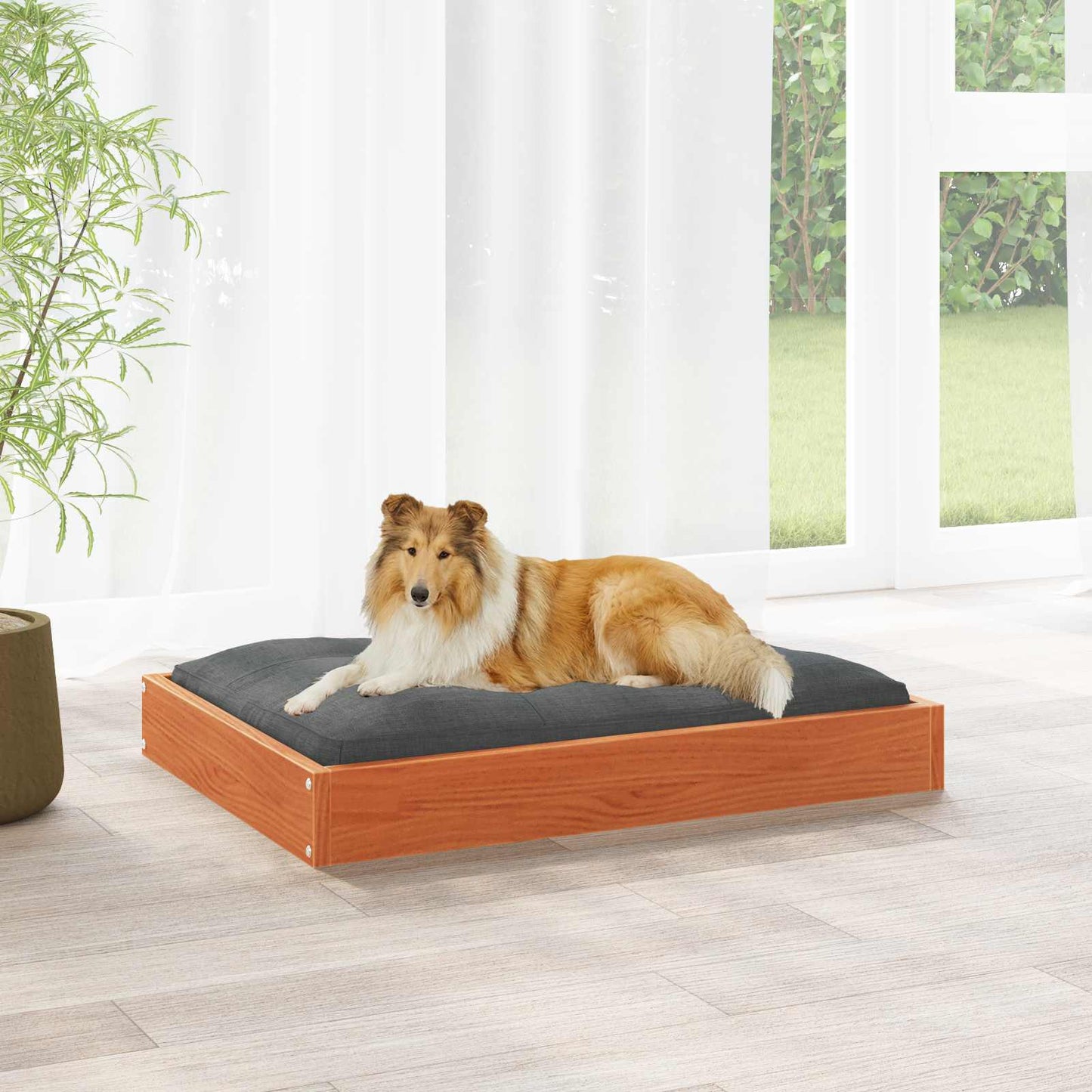 Hondenbed Wasbruin 101,5 x 74 x 9 cm Massief Vurenhout is nu te koop bij PeponiXL, paradijselijk wonen!