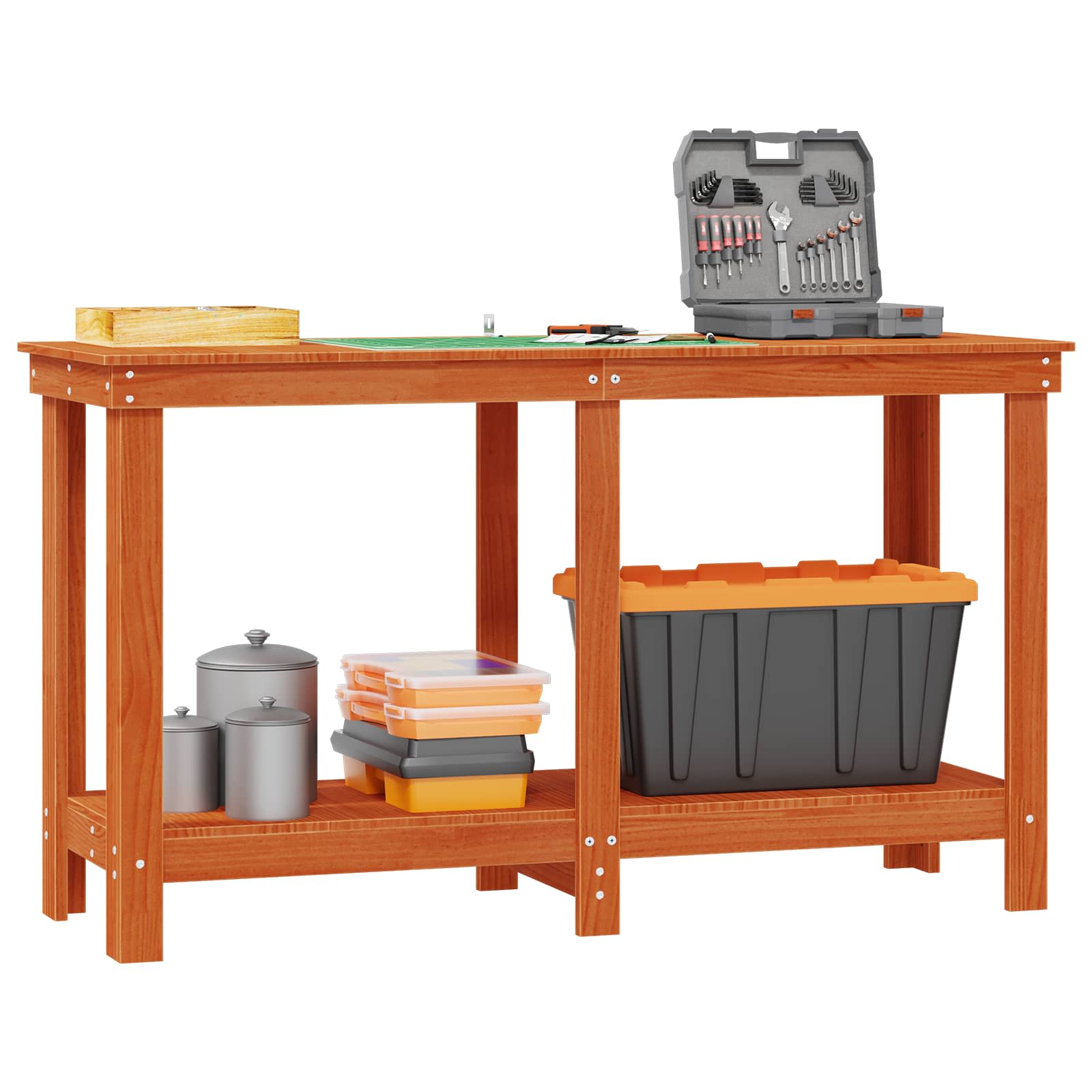 Werkbank Waskleur Bruin 140 x 50 x 80 cm Massief grenenhout is nu te koop bij PeponiXL, paradijselijk wonen!