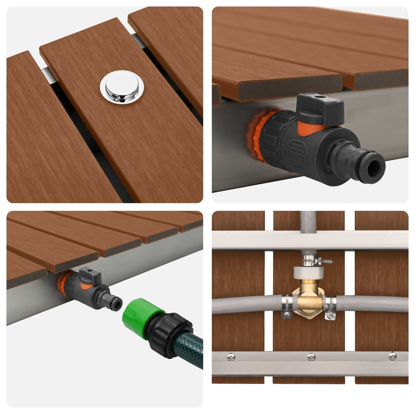 Tuin vloershower WPC en RVS 201 Bruin