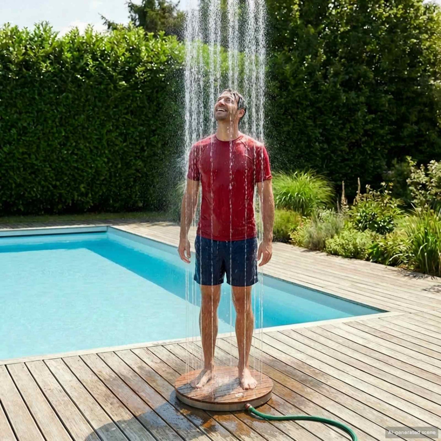 Tuin vloershower WPC en RVS 201 Bruin