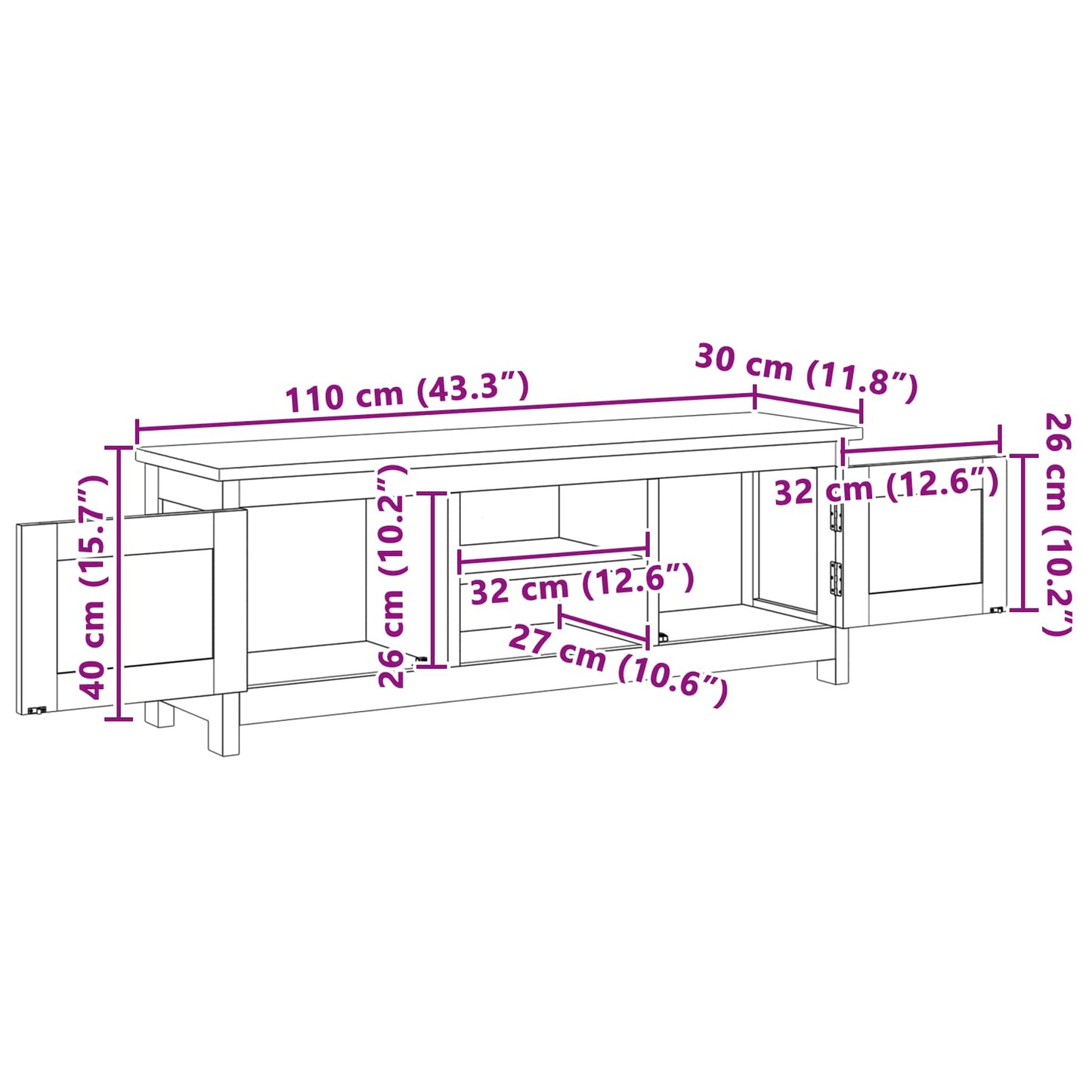 Tv-meubel 110 x 30 x 40 cm Naturel Massief Teakhout is nu te koop bij PeponiXL, paradijselijk wonen!
