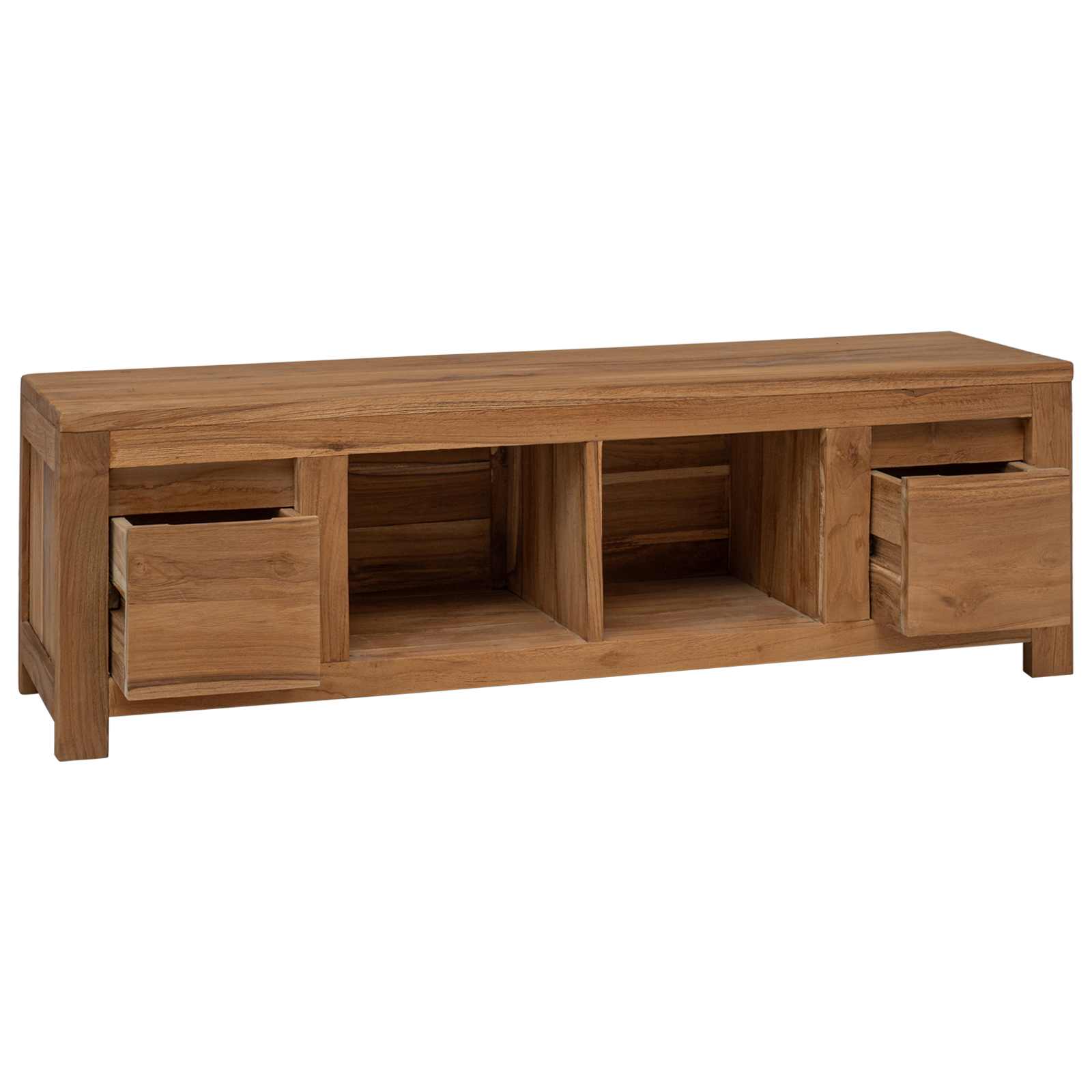 TV-kast 110 x 30 x 35 cm Naturel Massief Teakhout is nu te koop bij PeponiXL, paradijselijk wonen!