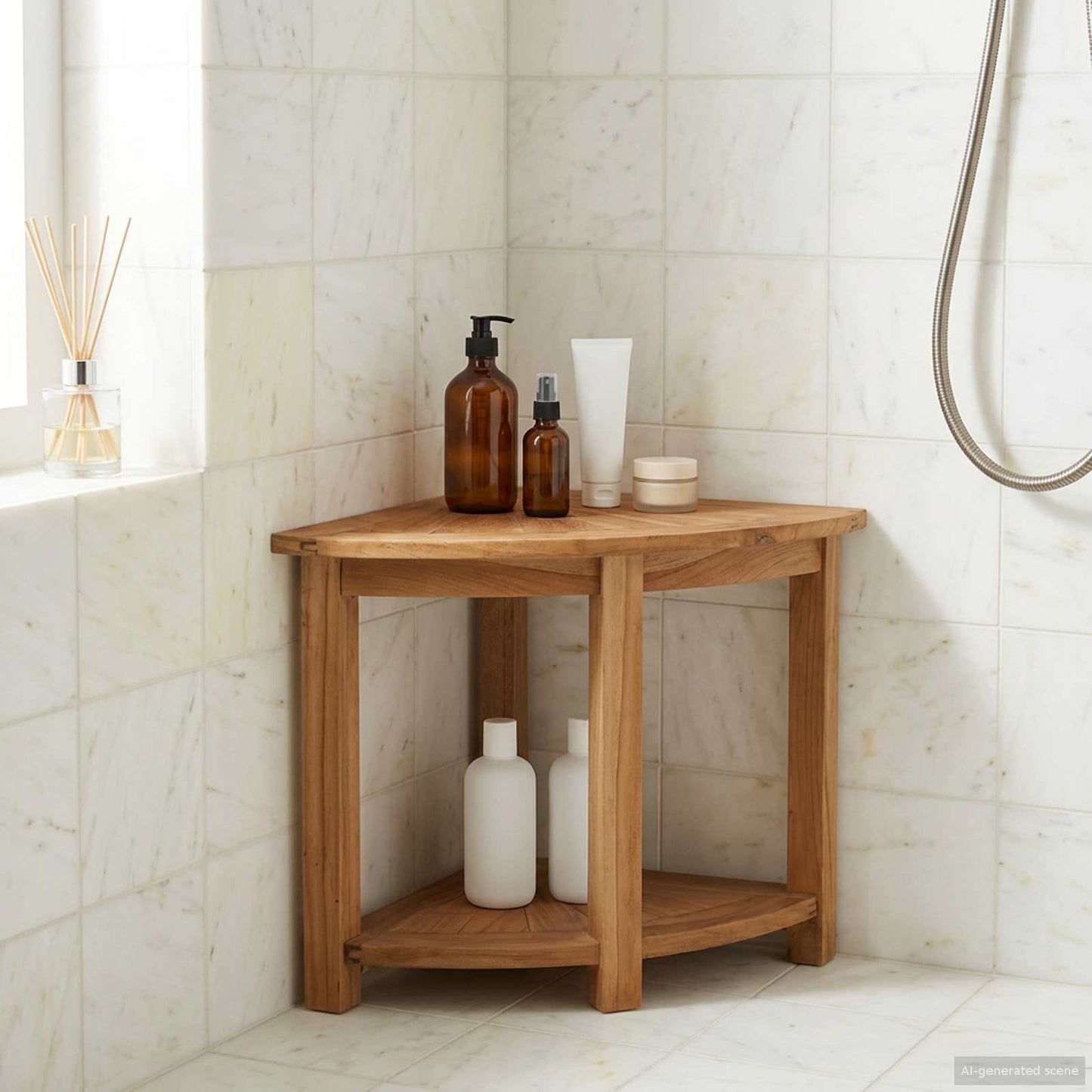 Badkamer Bijzettafel Naturel 45 x 45 x 46 cm Massief Teakhout is nu te koop bij PeponiXL, paradijselijk wonen!