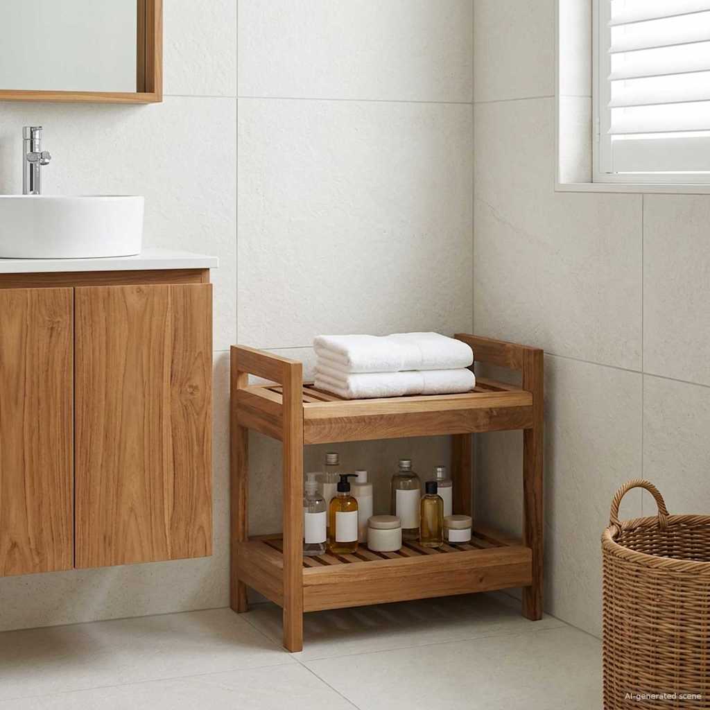 Badkamerplank Naturel 45 x 30 x 45 cm Massief Teakhout is nu te koop bij PeponiXL, paradijselijk wonen!