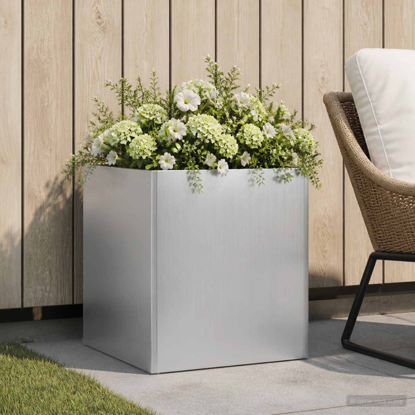Tuin Bloempot zilver 20 x 20 x 20 cm Gegalvaniseerd staal is nu te koop bij PeponiXL, paradijselijk wonen!