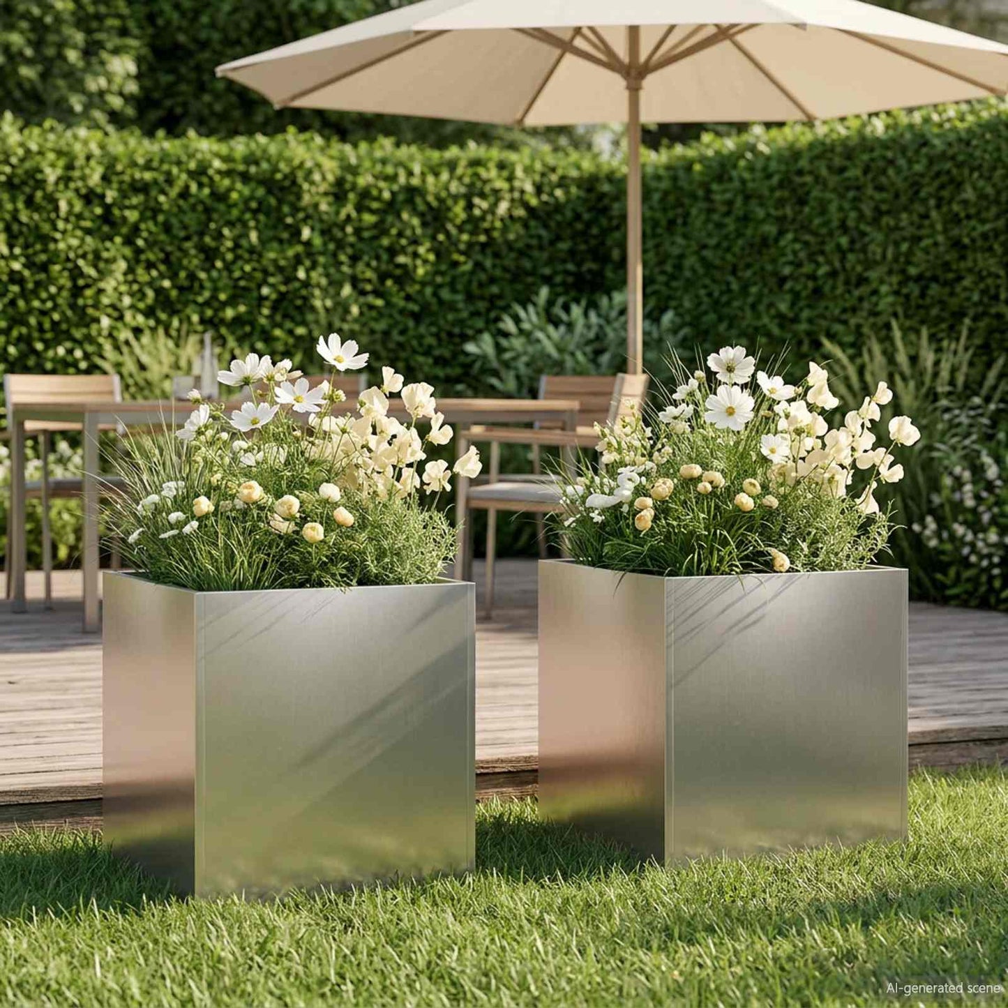 Tuin Bloempot 2 st zilver 25 x 25 x 25 cm Roestvrij staal is nu te koop bij PeponiXL, paradijselijk wonen!