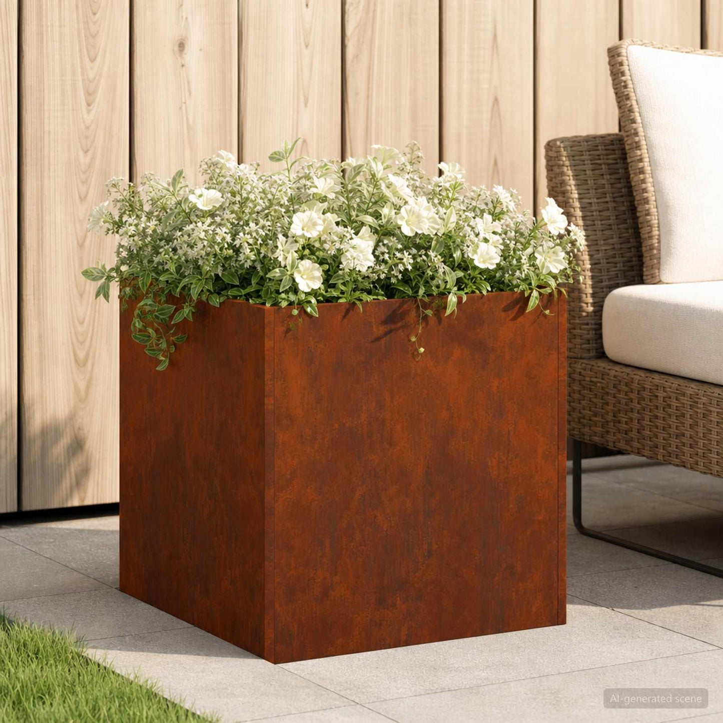 Tuin Bloempot Roestkleurig 25 x 25 x 25 cm weervast staal is nu te koop bij PeponiXL, paradijselijk wonen!