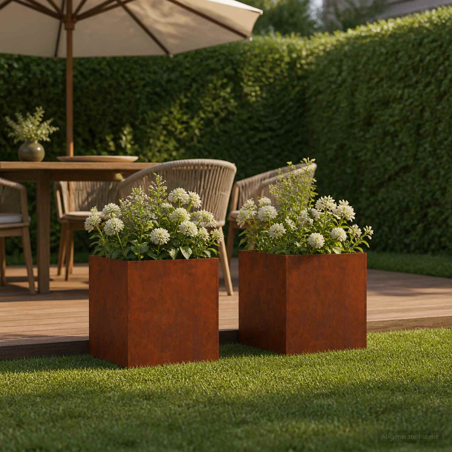 Tuin Bloempot 2 st Roestkleurig 25 x 25 x 25 cm weervast staal is nu te koop bij PeponiXL, paradijselijk wonen!
