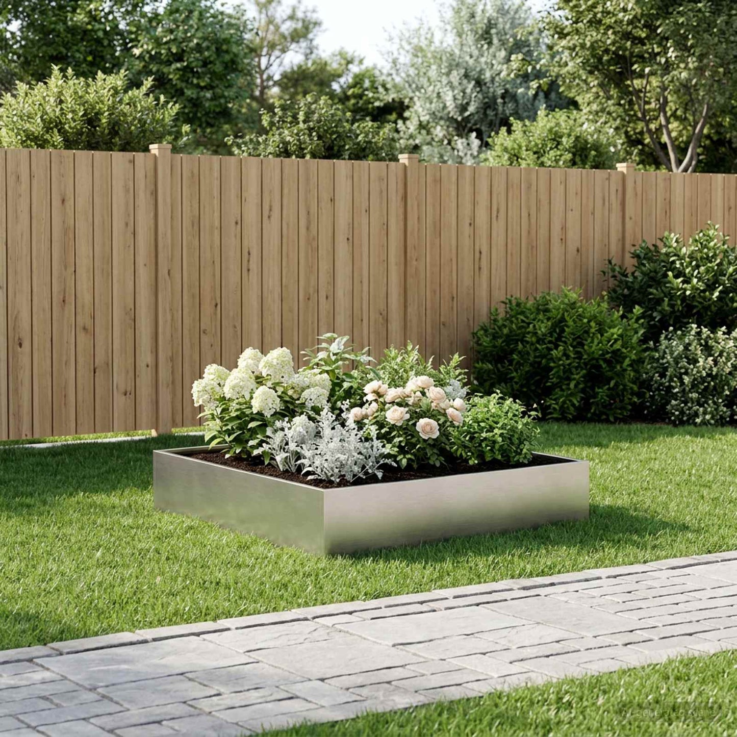 Tuin Bloempot zilver 80 x 80 x 20 cm Roestvrij staal is nu te koop bij PeponiXL, paradijselijk wonen!